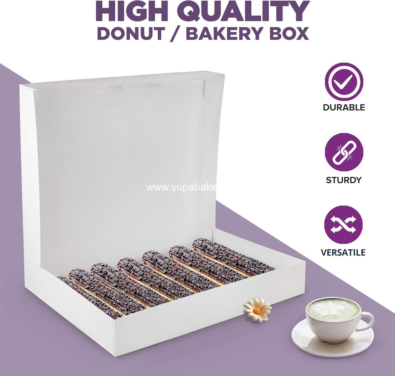 Wholesale Auto-Popup Bakery Box 18 Pack - 15x11.5x2.2'' Cardboard Gift Packaging for 12 Donuts, Cookies, Brownies, Pastries, and Bread - Factory Wholesale Auto-Popup Bakery Box 18 Pack - 15x11.5x2.2'' Cardboard Gift Packaging for 12 Donuts, Cookies, Brownies, Pastries, and Bread - Factory