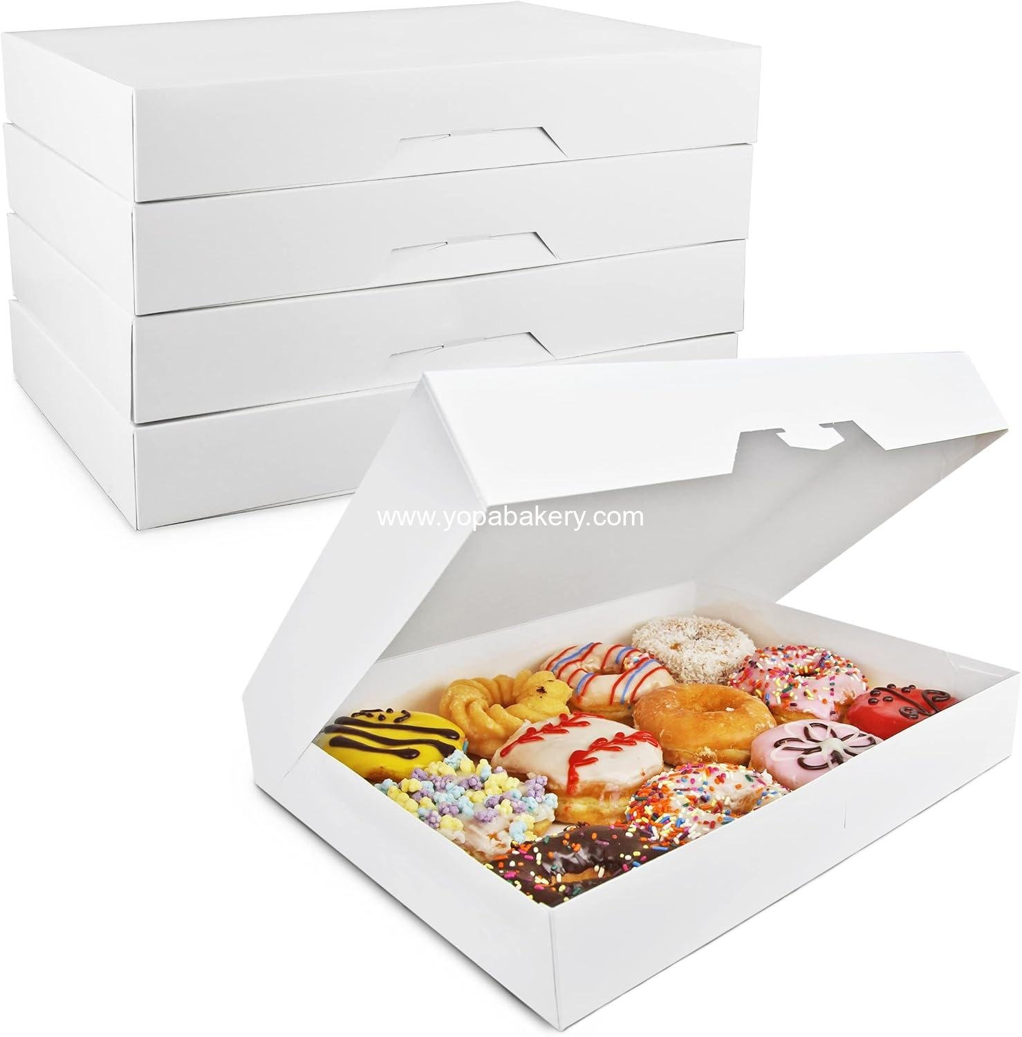 Wholesale Auto-Popup Bakery Box 18 Pack - 15x11.5x2.2'' Cardboard Gift Packaging for 12 Donuts, Cookies, Brownies, Pastries, and Bread - Factory