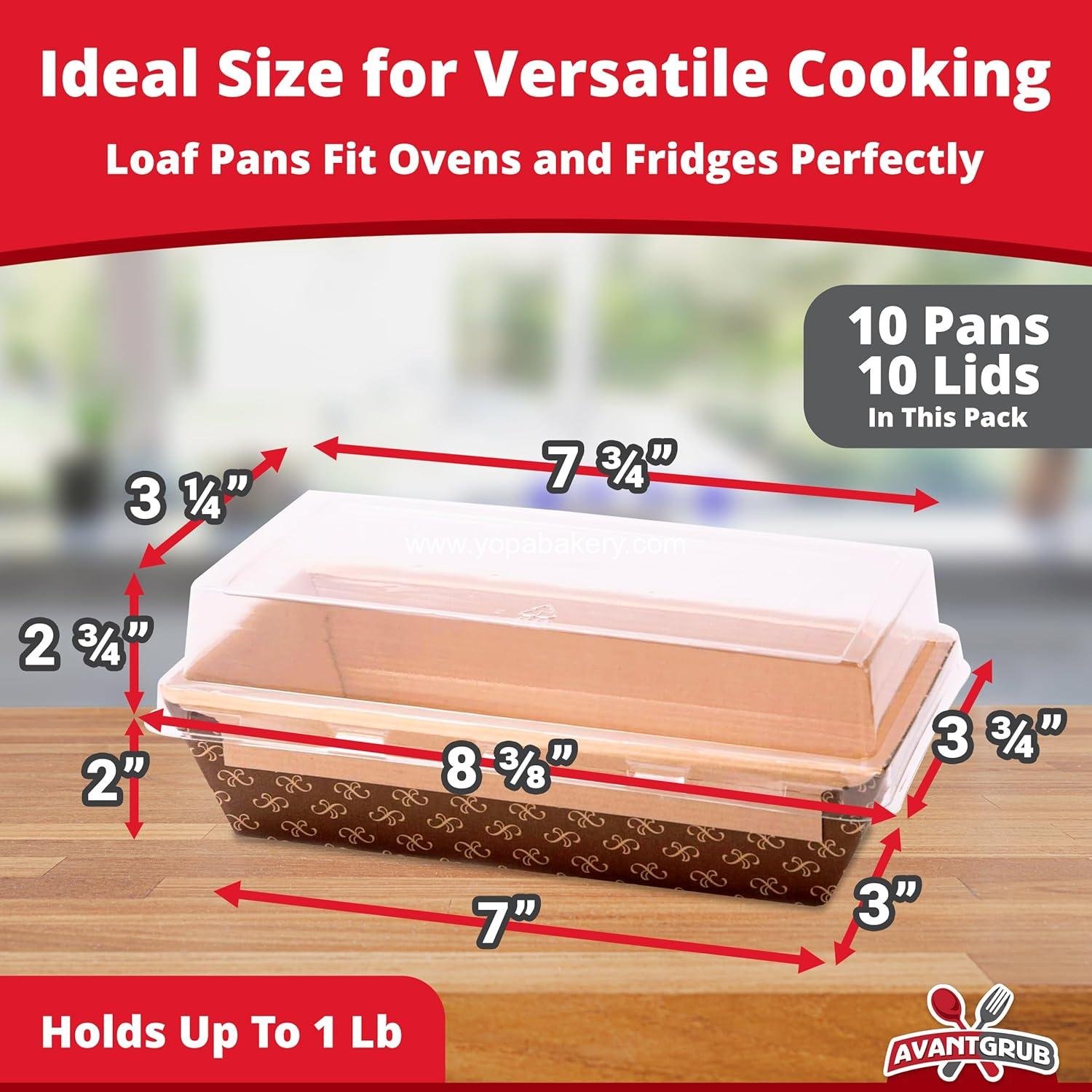 Wholesale 1Lb Paper Loaf Pans - 10 Pack Elegant Disposable Bakeable Kraft Baking Supplies for Bread, Meatloaf, Bundt Cake, Sweets with Lids - Factory