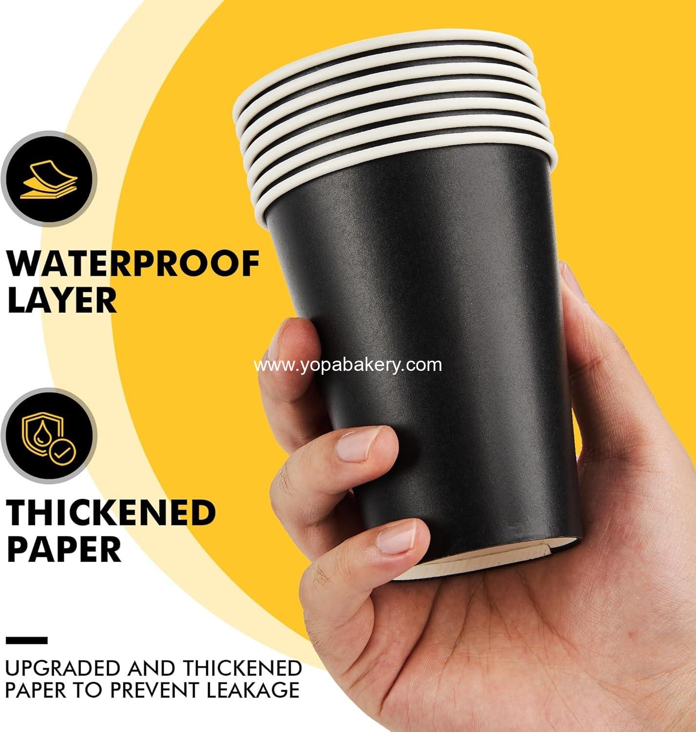 Wholesale 12 oz Black Disposable Coffee Cups with Lids, Sleeves, and Stirring Sticks, 100 Pack Hot Coffee Cups for Parties, Picnics, and Travel - Factory