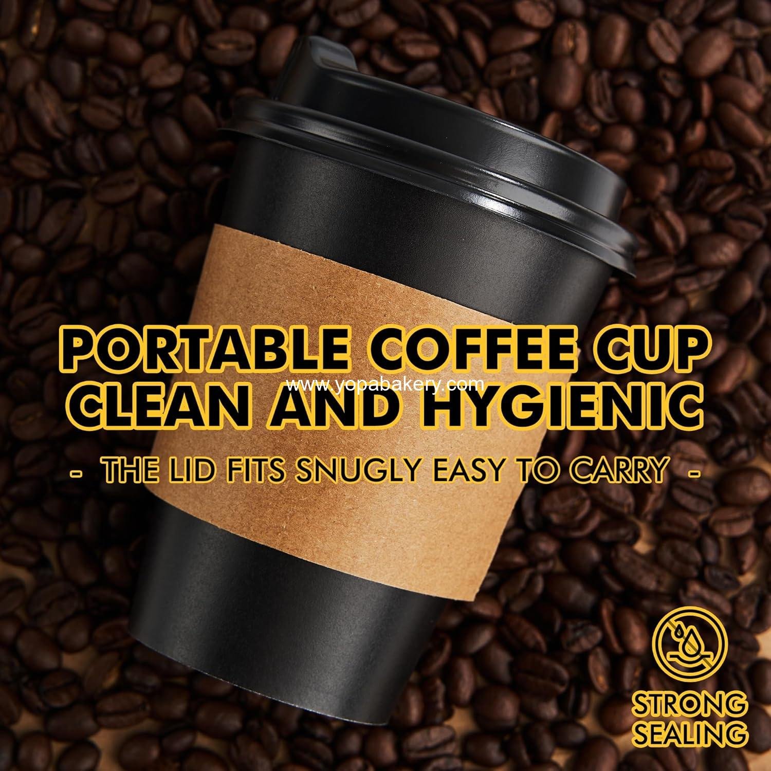 Wholesale 12 oz Black Disposable Coffee Cups with Lids, Sleeves, and Stirring Sticks, 100 Pack Hot Coffee Cups for Parties, Picnics, and Travel - Factory