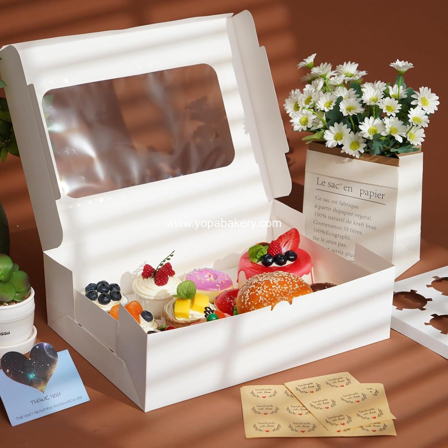 Wholesale 20 Packs Cupcake Boxes, 12-Count with Clear Window, Size 13.4x9.8x4 Inch, Cookie Containers for Birthday, Wedding, Party, Factory