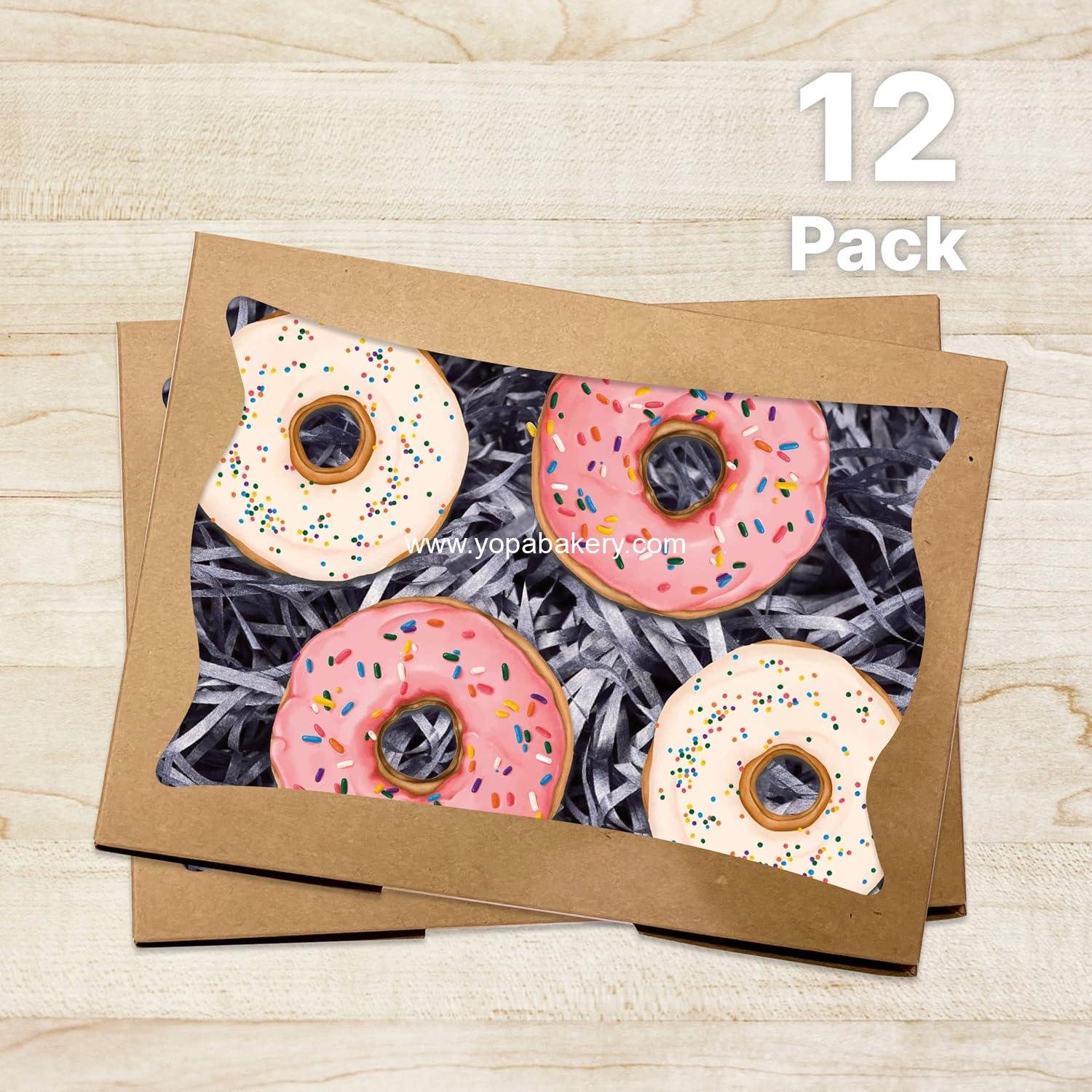 Wholesale Kraft Paper Bakery Boxes - 12-Pack Pastry Boxes with Window for Cookies, Chocolate Covered Strawberries, Macarons, and Muffins, 8 x 6 x 2.5 Inches - Disposable Dessert Packaging Factory
