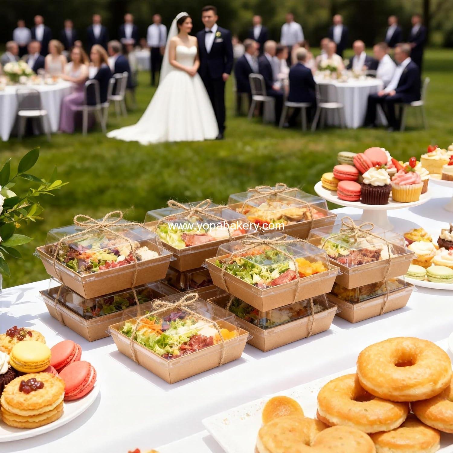 Wholesale Mini Bakery Boxes with Clear Lids - Disposable Treat Boxes for Desserts, Cookies, Sandwiches & Cakes - Small Food Containers 5.3x4.9x2.5 IN (50 Pack, Brown) Manufacturer