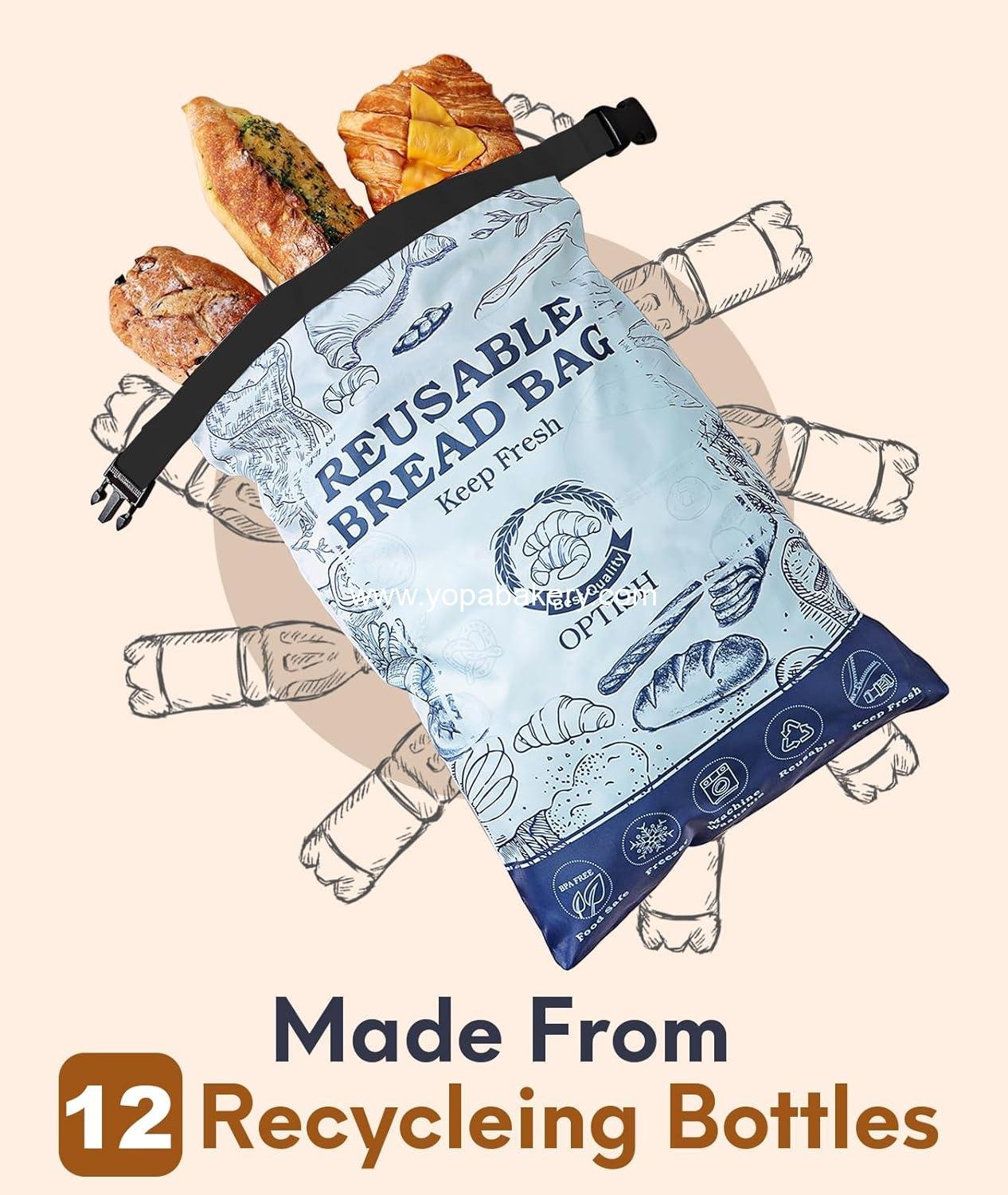 OEM 2 Pack Bread Bags for Homemade Bread, Reusable Sourdough Bags with Lining & Zipper, Freezer Safe & BPA Free, Ideal for Gift Giving, White & Blue, Factory