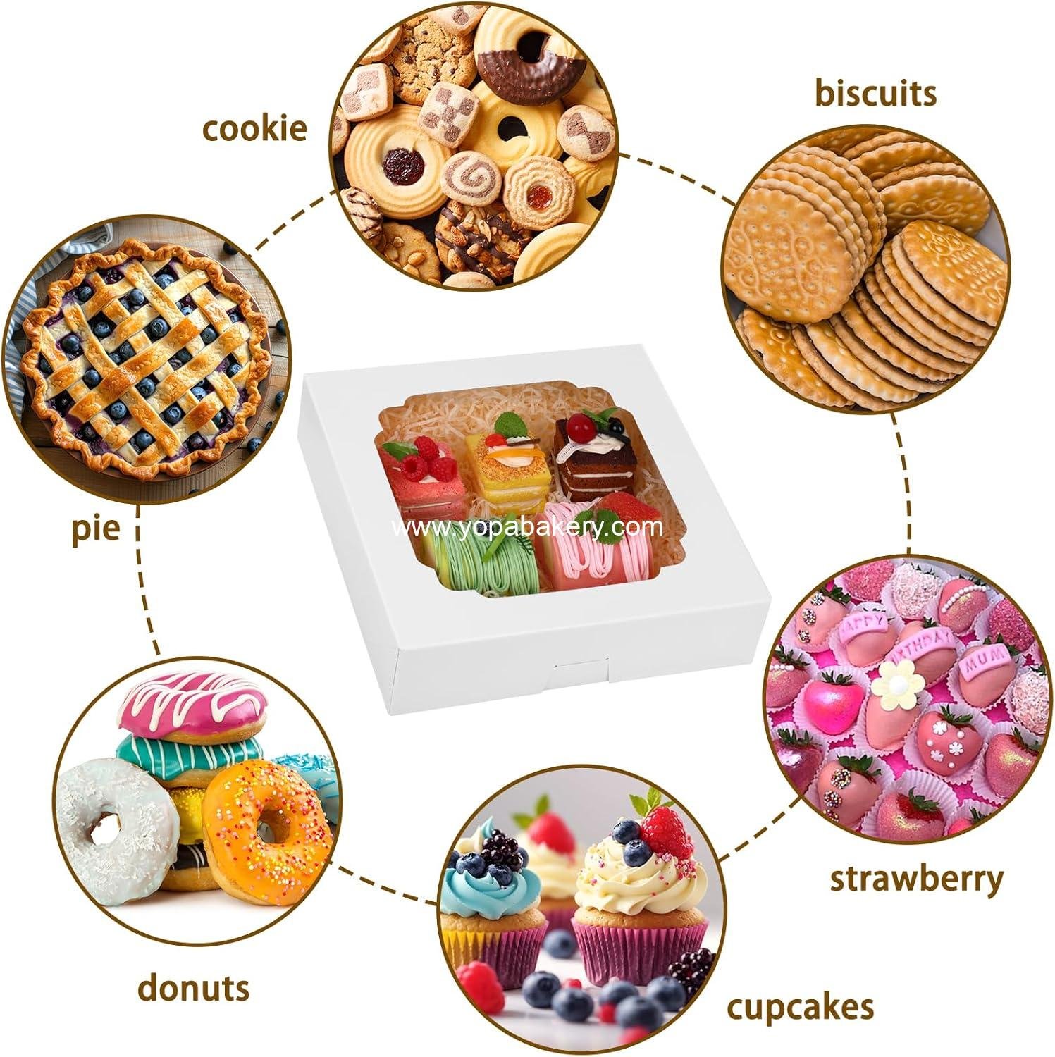 Wholesale 56pcs Pie Boxes 10x10x2.5 Inches Bakery Boxes with Window for Cookies, Pastries, Muffins, Donuts, Factory