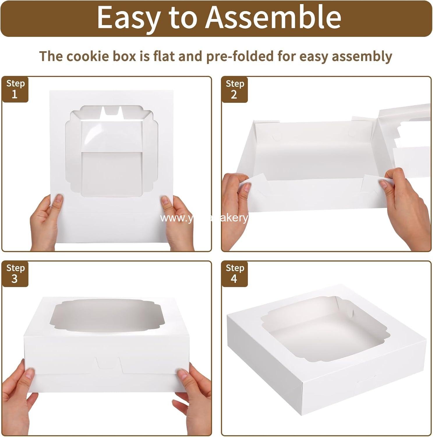Wholesale 56pcs Pie Boxes 10x10x2.5 Inches Bakery Boxes with Window for Cookies, Pastries, Muffins, Donuts, Factory