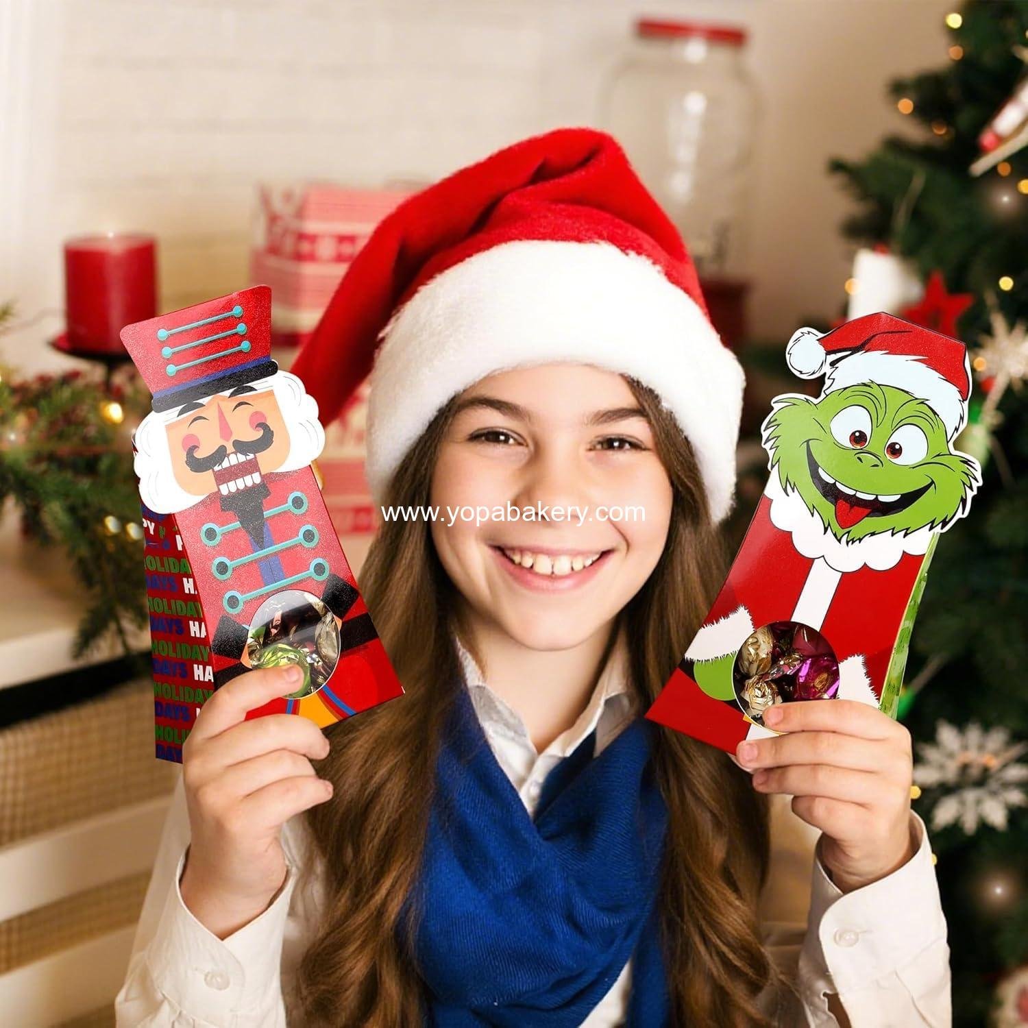 Wholesale 54-Pack Christmas Treat Boxes with Clear Window, 9 Assorted Holiday Designs, Small Candy & Goodie Boxes for Classroom Gifts, Party Favors & Holiday Treat Wrapping (7.5 x 4 x 2 Inches) - Factory