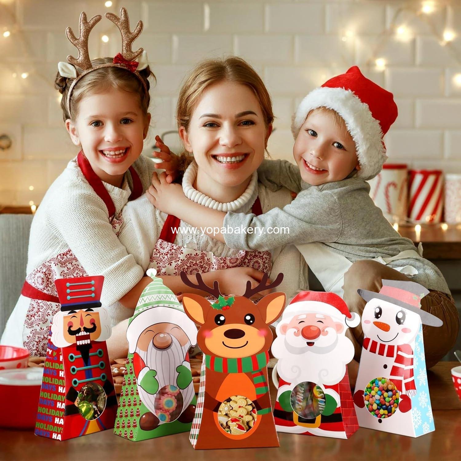 Wholesale 54-Pack Christmas Treat Boxes with Clear Window, 9 Assorted Holiday Designs, Small Candy & Goodie Boxes for Classroom Gifts, Party Favors & Holiday Treat Wrapping (7.5 x 4 x 2 Inches) - Factory