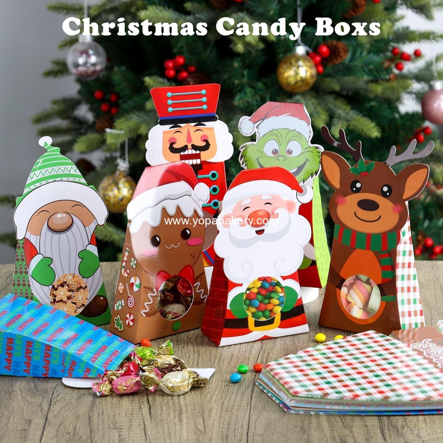 Wholesale 54-Pack Christmas Treat Boxes with Clear Window, 9 Assorted Holiday Designs, Small Candy & Goodie Boxes for Classroom Gifts, Party Favors & Holiday Treat Wrapping (7.5 x 4 x 2 Inches) - Factory