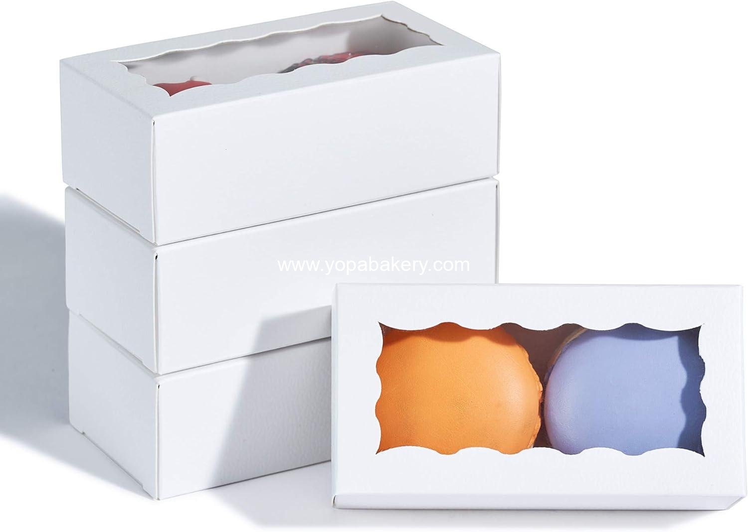 12PCS 4.17 x 2.16 x 1.37 Inches Premium White Macaron Boxes for 2, Macaron Containers, Macaron Packaging for Wedding, Party, Thank You Favors
