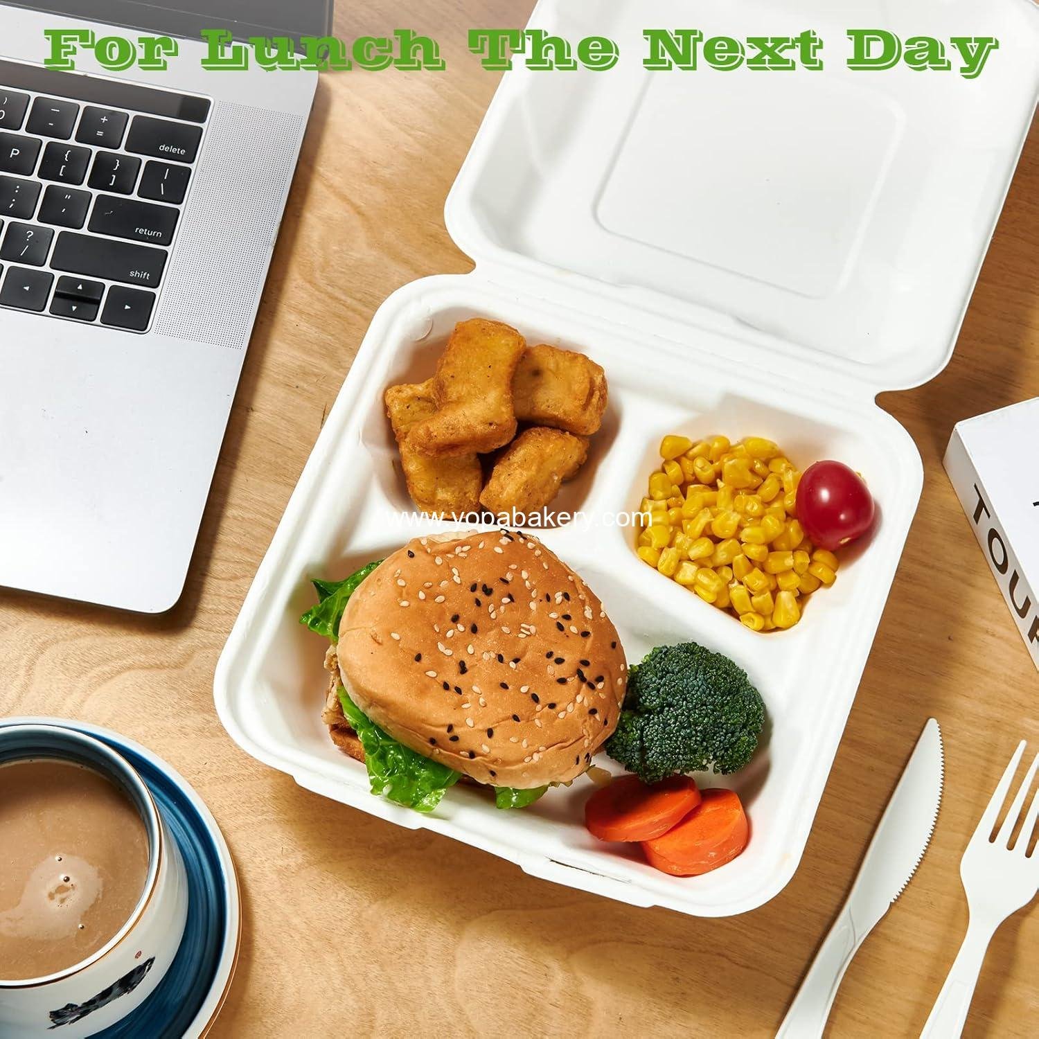 Wholesale 300 PACK 100% Compostable Clamshell Take Out Food Containers, 8 Wholesale 300 PACK 100% Compostable Clamshell Take Out Food Containers, 8