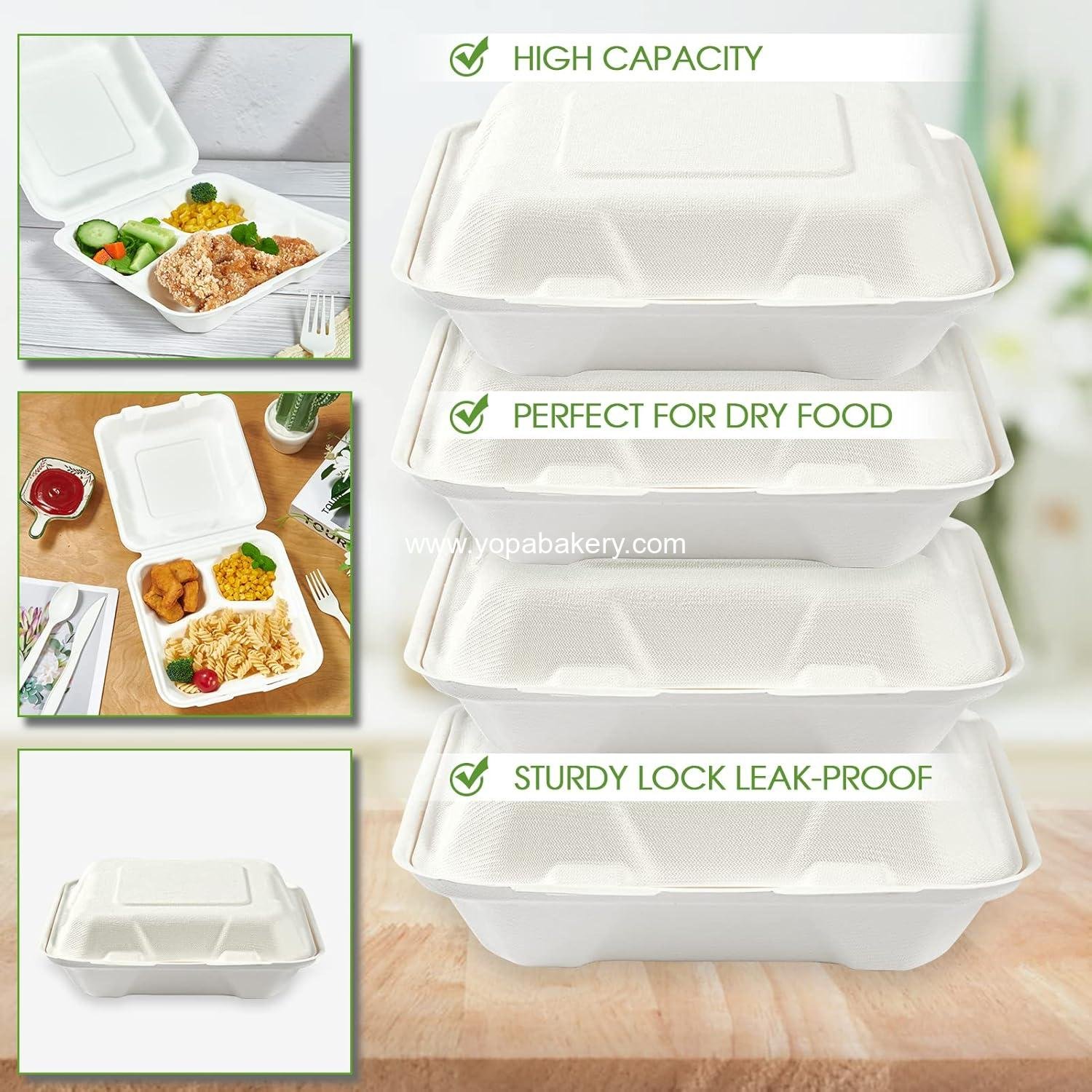 Wholesale 300 PACK 100% Compostable Clamshell Take Out Food Containers, 8 Wholesale 300 PACK 100% Compostable Clamshell Take Out Food Containers, 8