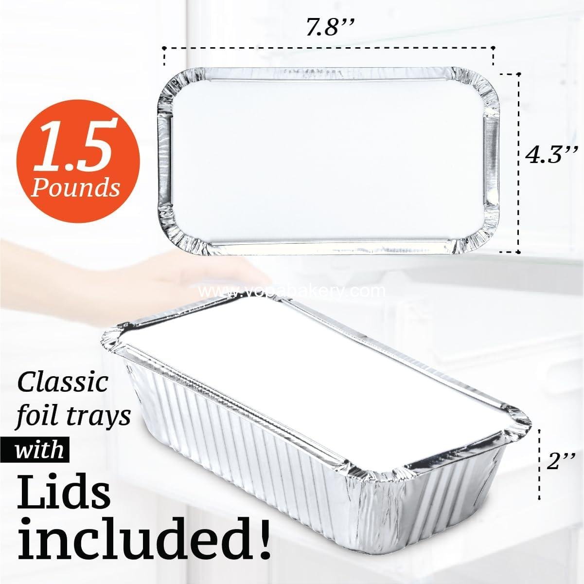 Wholesale 55 Pack Aluminum Loaf Pans with Lids - 1.5 LB Disposable Baking Tins, Lunch Containers, Single Serve Dishes - Foil Bread Pans 7.8 x 4.3 x 2 Inches Factory