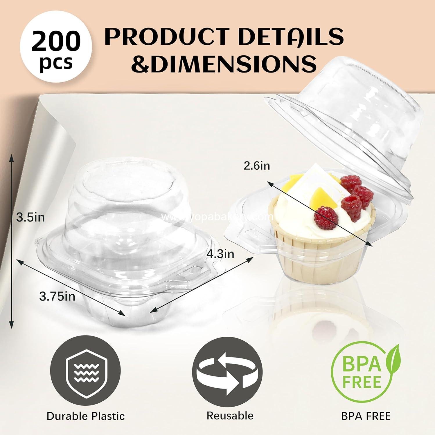 Wholesale 50 Pack Individual Cupcake Containers, Clear Plastic Boxes with Lids, Stackable and Reusable for Cupcakes, Muffins, Donuts, Salad Storage - Factory