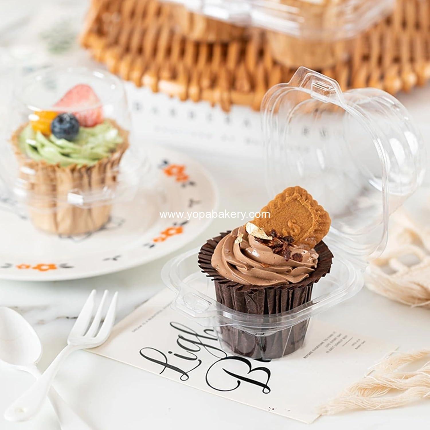 Wholesale 50 Pack Individual Cupcake Containers, Clear Plastic Boxes with Lids, Stackable and Reusable for Cupcakes, Muffins, Donuts, Salad Storage - Factory