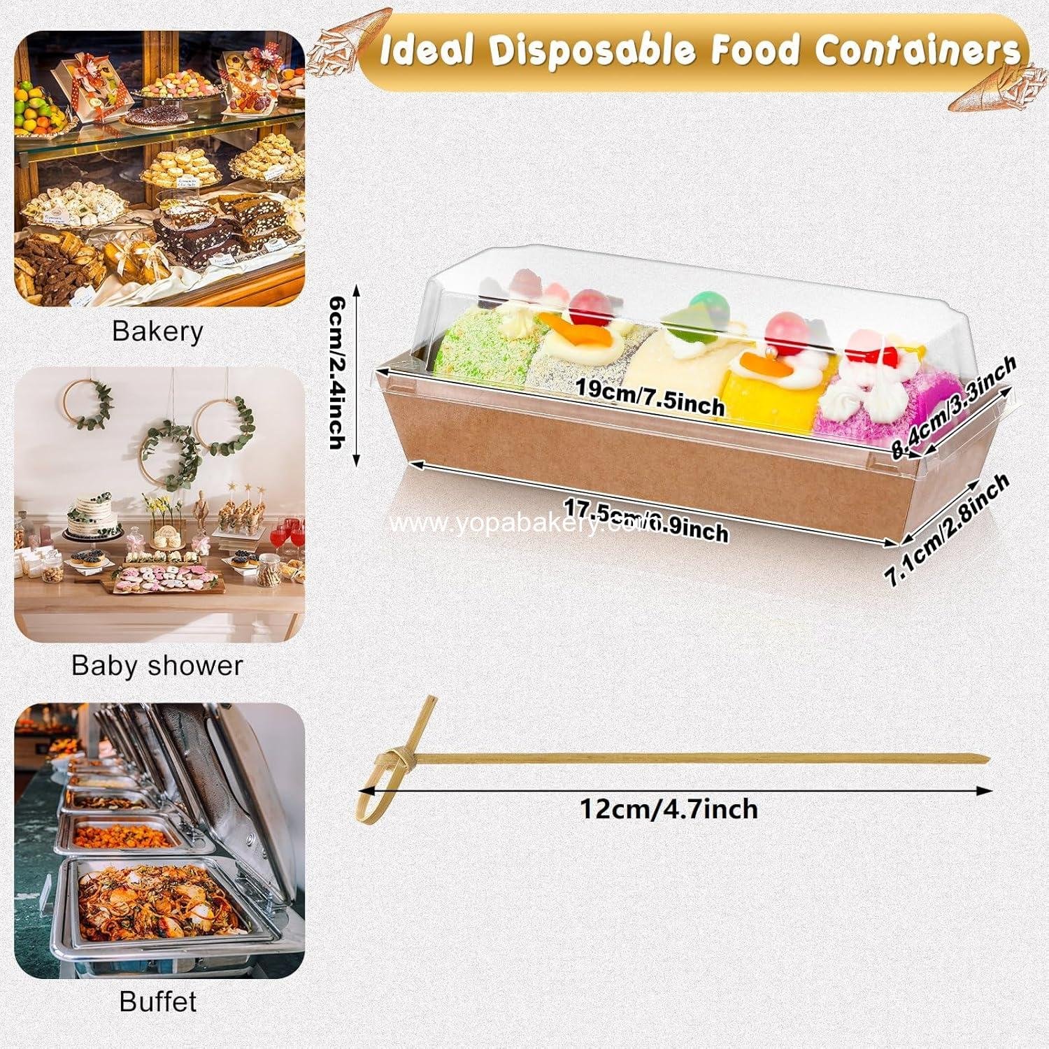 Wholesale 200 Paper Charcuterie Sandwich Boxes with Clear Lids and Cocktail Picks Set, 100 Pcs Disposable Food Containers 7.5'' with 100 Skewers for Strawberries, Chocolate Covered Cookies, Dessert (Brown) Manufacturer Wholesale 200 Paper Charcuterie Sandwich Boxes with Clear Lids and Cocktail Picks Set, 100 Pcs Disposable Food Containers 7.5'' with 100 Skewers for Strawberries, Chocolate Covered Cookies, Dessert (Brown) Manufacturer