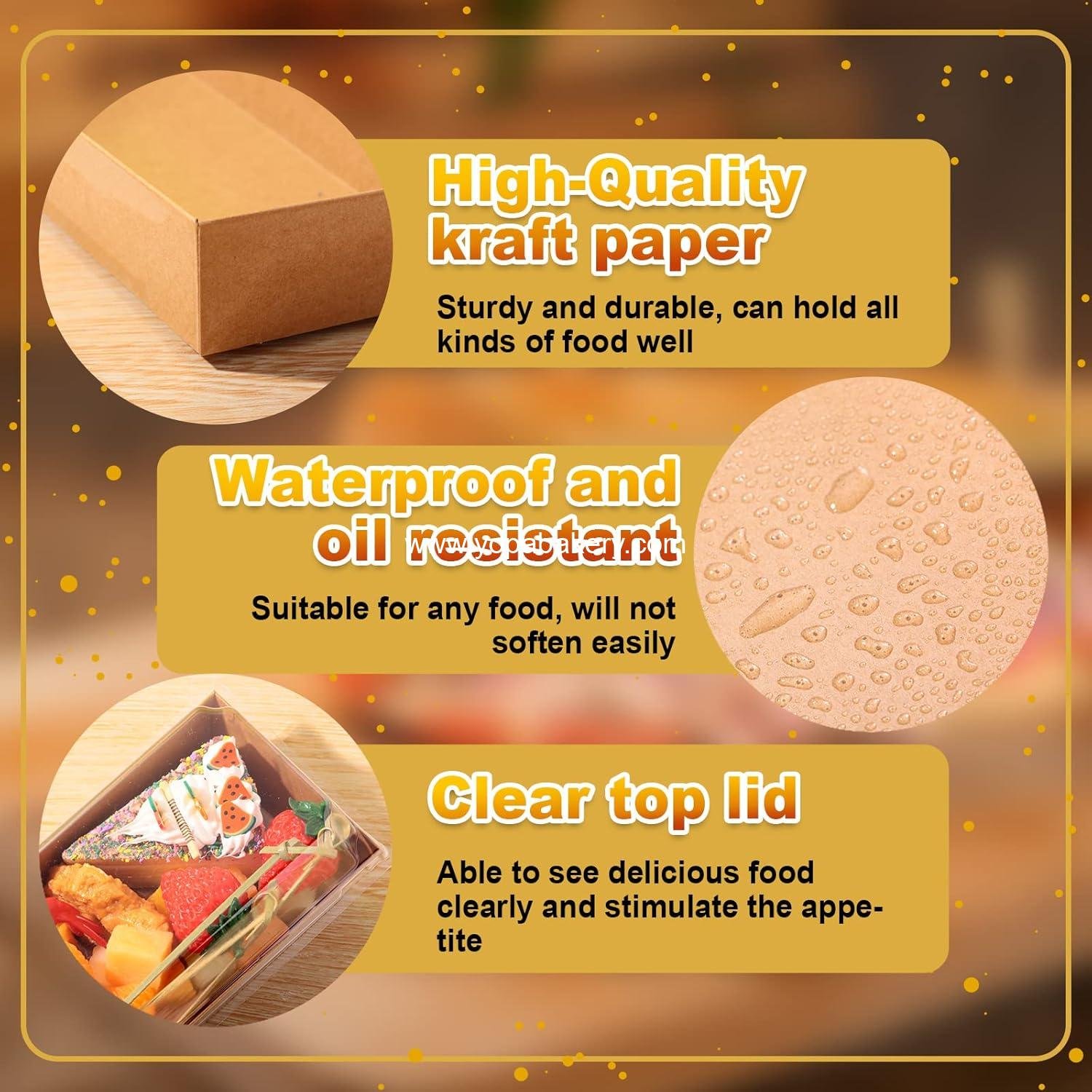 Wholesale 200 Paper Charcuterie Sandwich Boxes with Clear Lids and Cocktail Picks Set, 100 Pcs Disposable Food Containers 7.5'' with 100 Skewers for Strawberries, Chocolate Covered Cookies, Dessert (Brown) Manufacturer Wholesale 200 Paper Charcuterie Sandwich Boxes with Clear Lids and Cocktail Picks Set, 100 Pcs Disposable Food Containers 7.5'' with 100 Skewers for Strawberries, Chocolate Covered Cookies, Dessert (Brown) Manufacturer