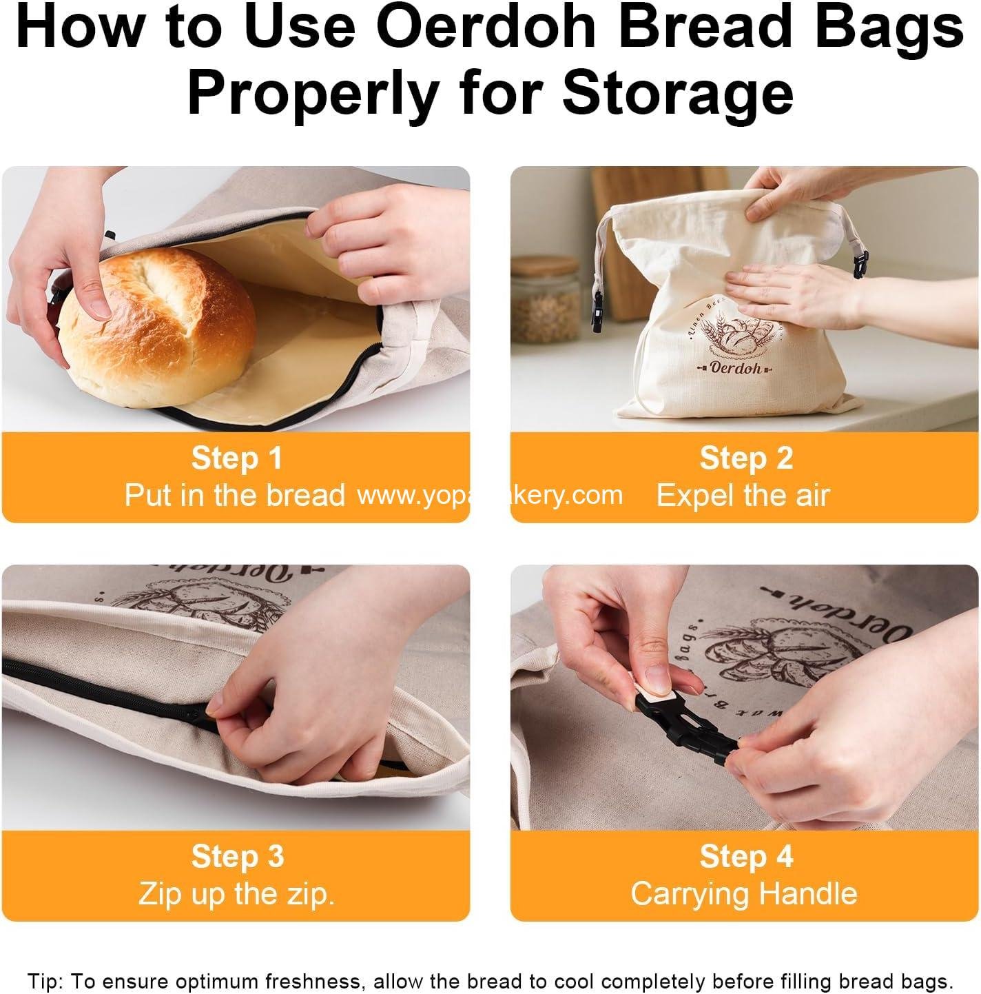 Wholesale XL Reusable Organic Beeswax Linen Cotton Bread Bags - 2 Packs Sourdough Bags with Zip Seal for Freshness - Factory