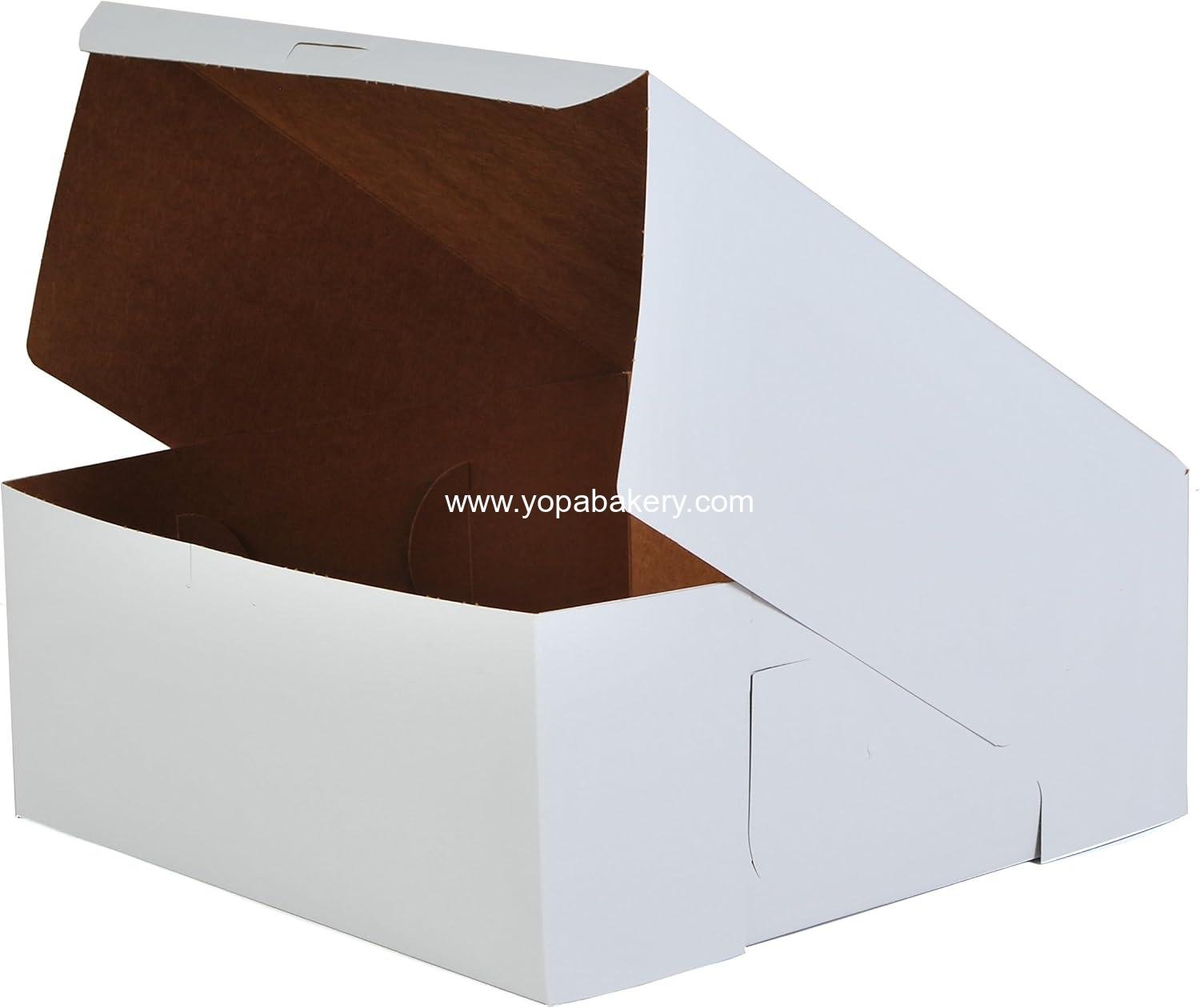 Wholesale One-Piece Non-Window Bakery Boxes, 12x12x5 Inches, White Paper, 100 Count - Factory