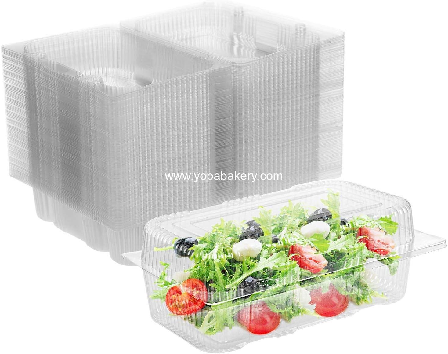 Wholesale Upgrade Clear Hinged Food Containers - 50 Pcs, 9" x 4.7" x 2.9" Internal Size, Clamshell Design (9.8" x 6.1" x 2.9") - Factory