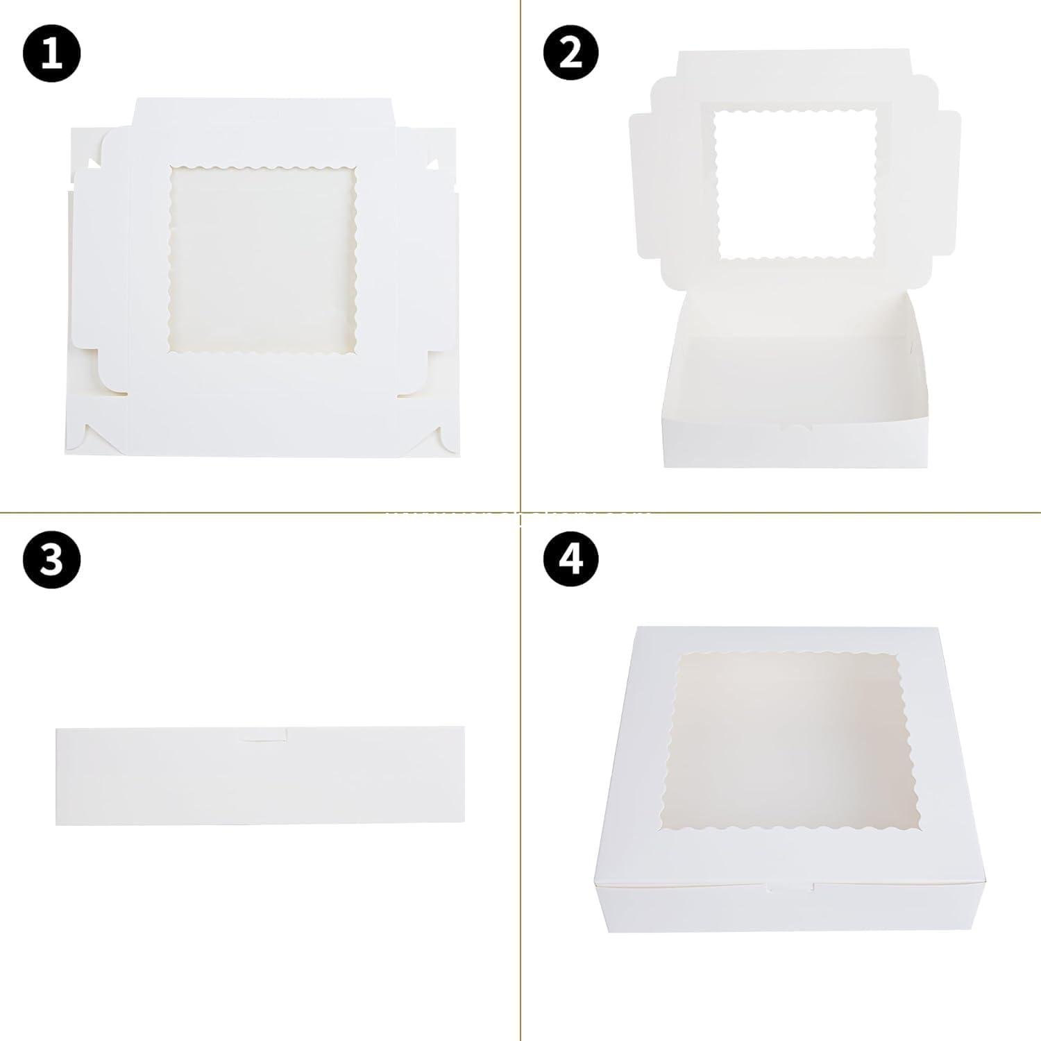 Wholesale 10 Pcs Bakery Boxes with Window, 10x10x2.5 inches Cookie Boxes for Pies, Donuts, Desserts, Pastries, Muffins - Factory Wholesale 10 Pcs Bakery Boxes with Window, 10x10x2.5 inches Cookie Boxes for Pies, Donuts, Desserts, Pastries, Muffins - Factory