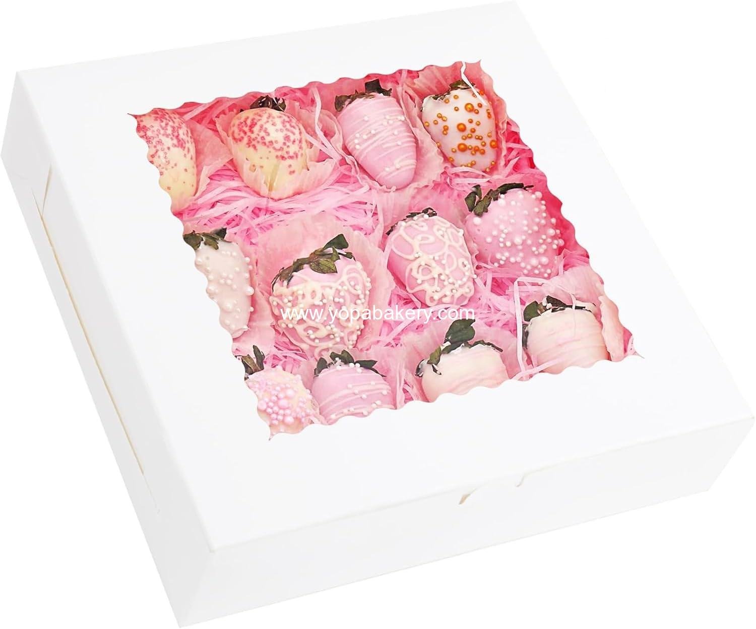 Yeplan 10 Pcs Pie Boxes,10x10x2.5 inches Bakery Boxes with Window,Cookie Boxes for Pie,Donuts,Chocolate,Dessert,Pastry,Muffins