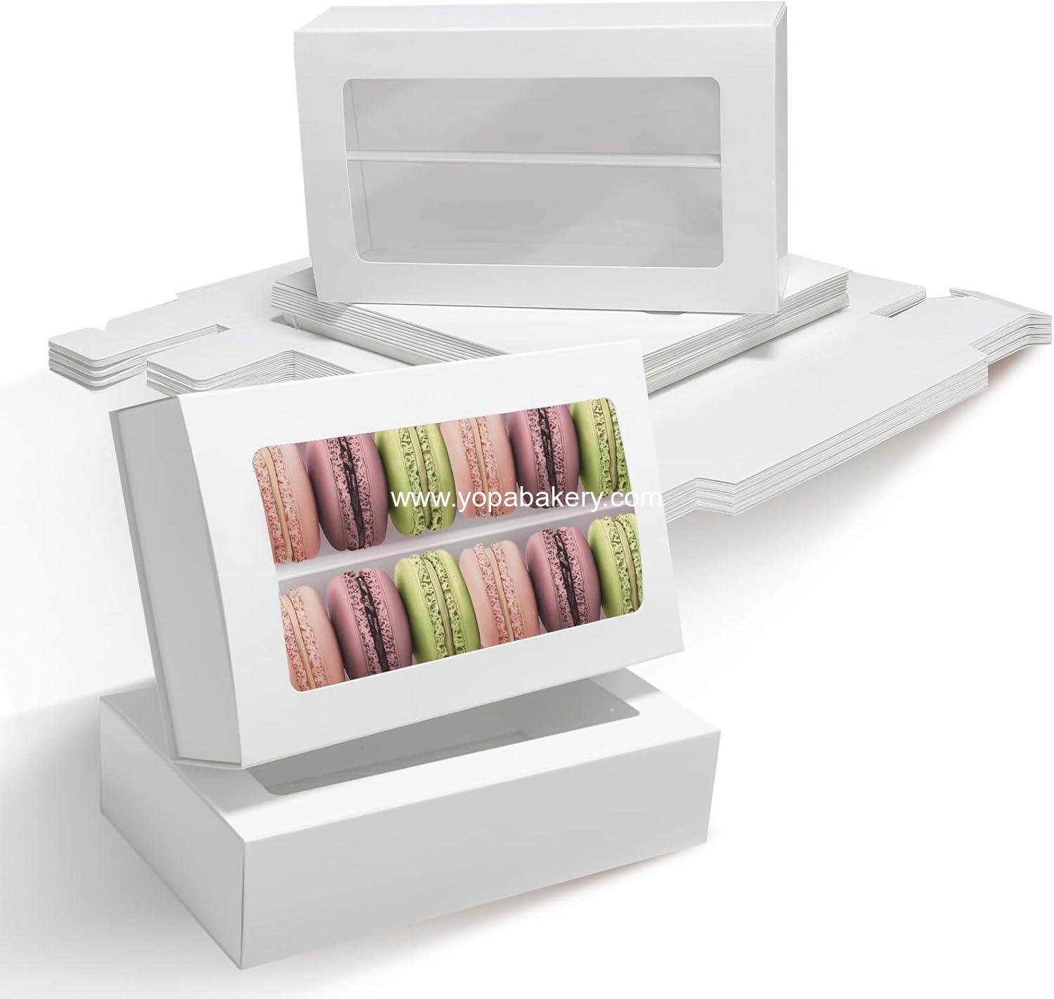 30 Pack Macaron Boxes for 12, Macaron Gift Box with Clear Window, White Pastry Bakery Boxes, Baked Goods Packaging Container for Cookies, Chocolate, Truffles Desserts, Muffins
