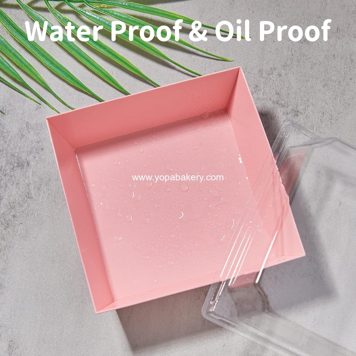 Wholesale 50 Pack Small Charcuterie Boxes with Clear Lids, 4-Inch Paper Bakery Boxes for Cookies, Cake Slices, Mini Cakes, Chocolate Strawberries (Pink) - Factory