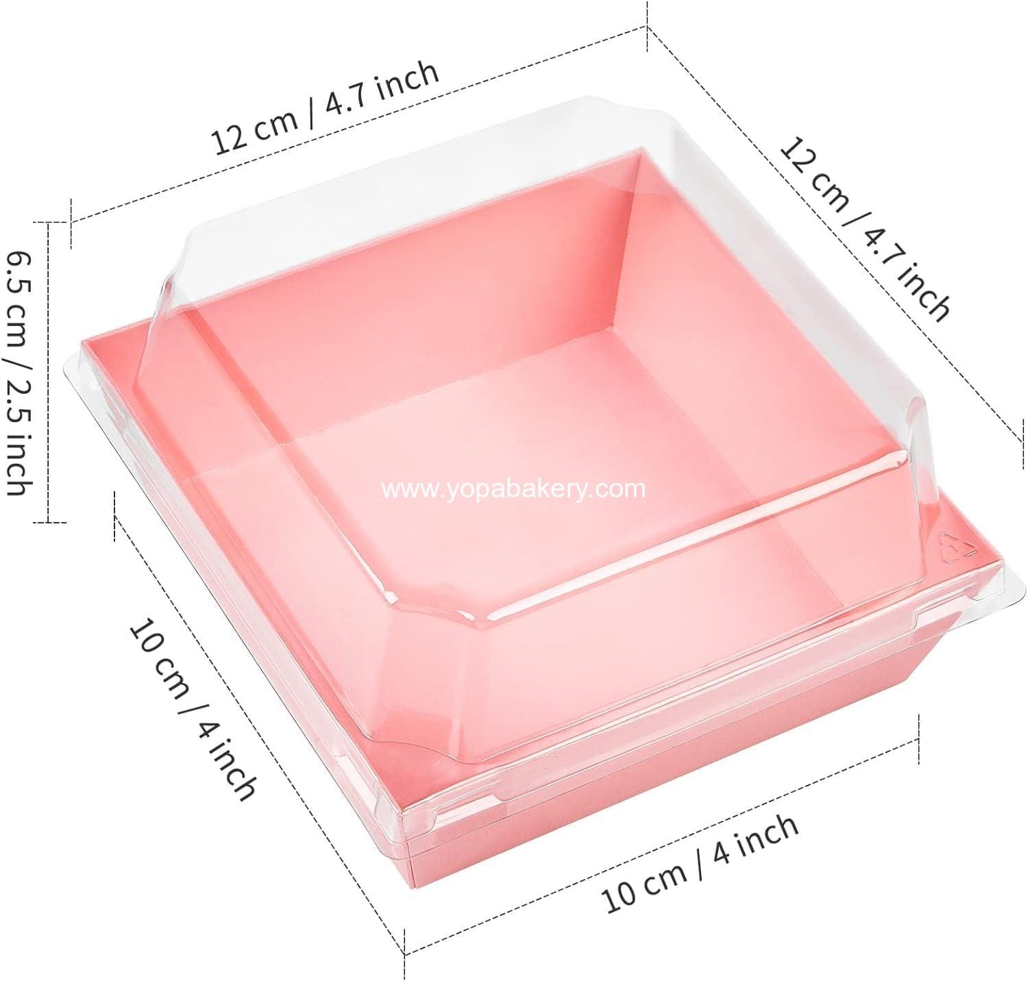 Wholesale 50 Pack Small Charcuterie Boxes with Clear Lids, 4-Inch Paper Bakery Boxes for Cookies, Cake Slices, Mini Cakes, Chocolate Strawberries (Pink) - Factory