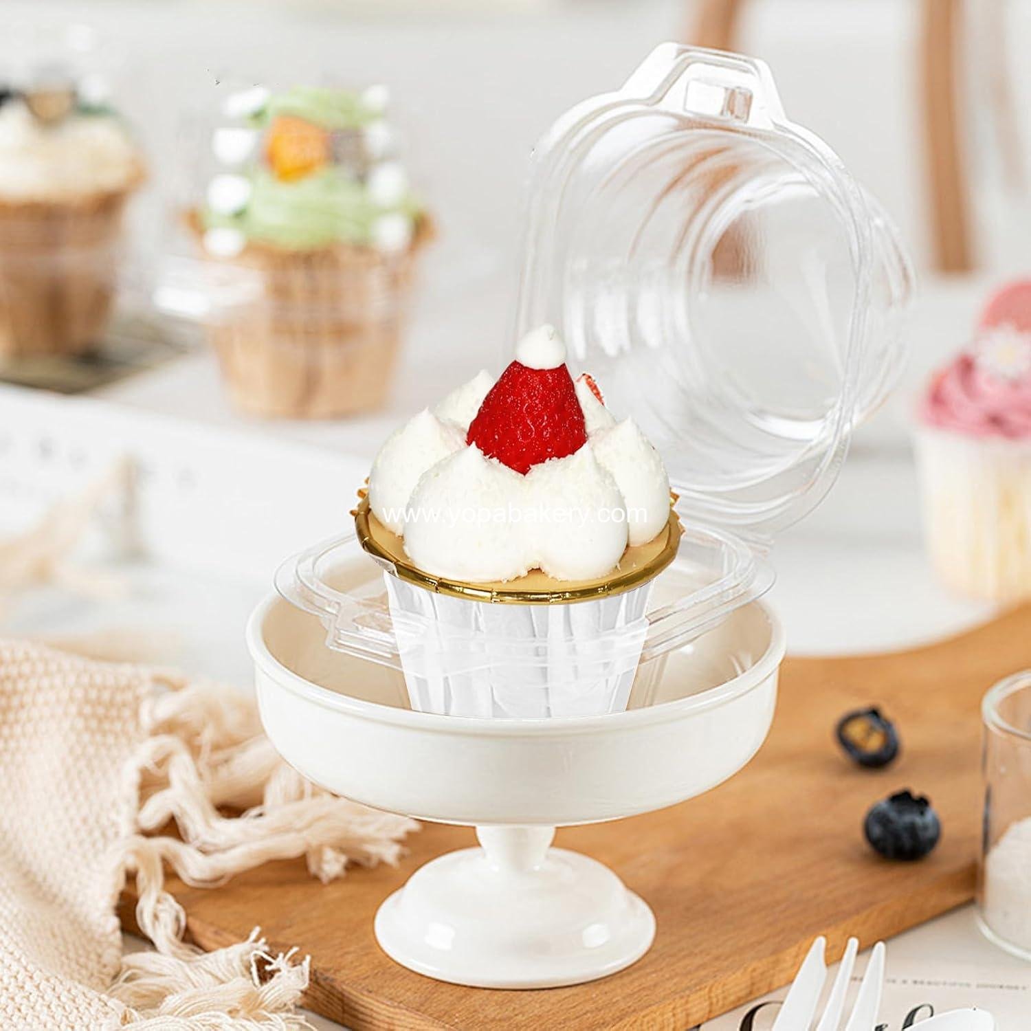 Wholesale 50 Pcs Cupcake Containers, Clear Plastic Holders with Lids, Spacious 3