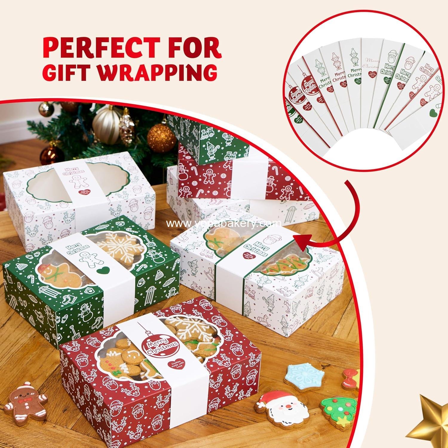 Wholesale 12PCS Christmas Cookie Boxes for Gift Giving, 8.5