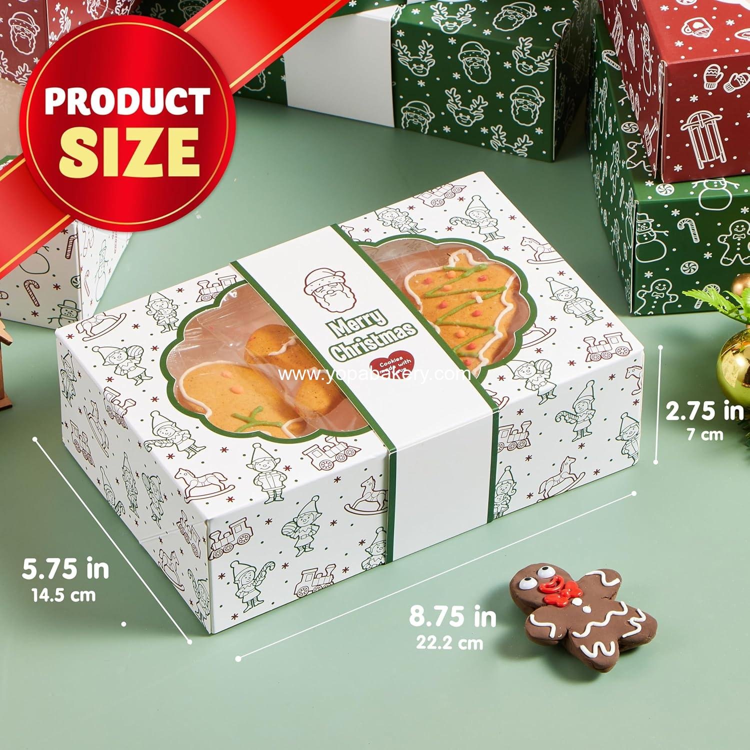 Wholesale 12PCS Christmas Cookie Boxes for Gift Giving, 8.5