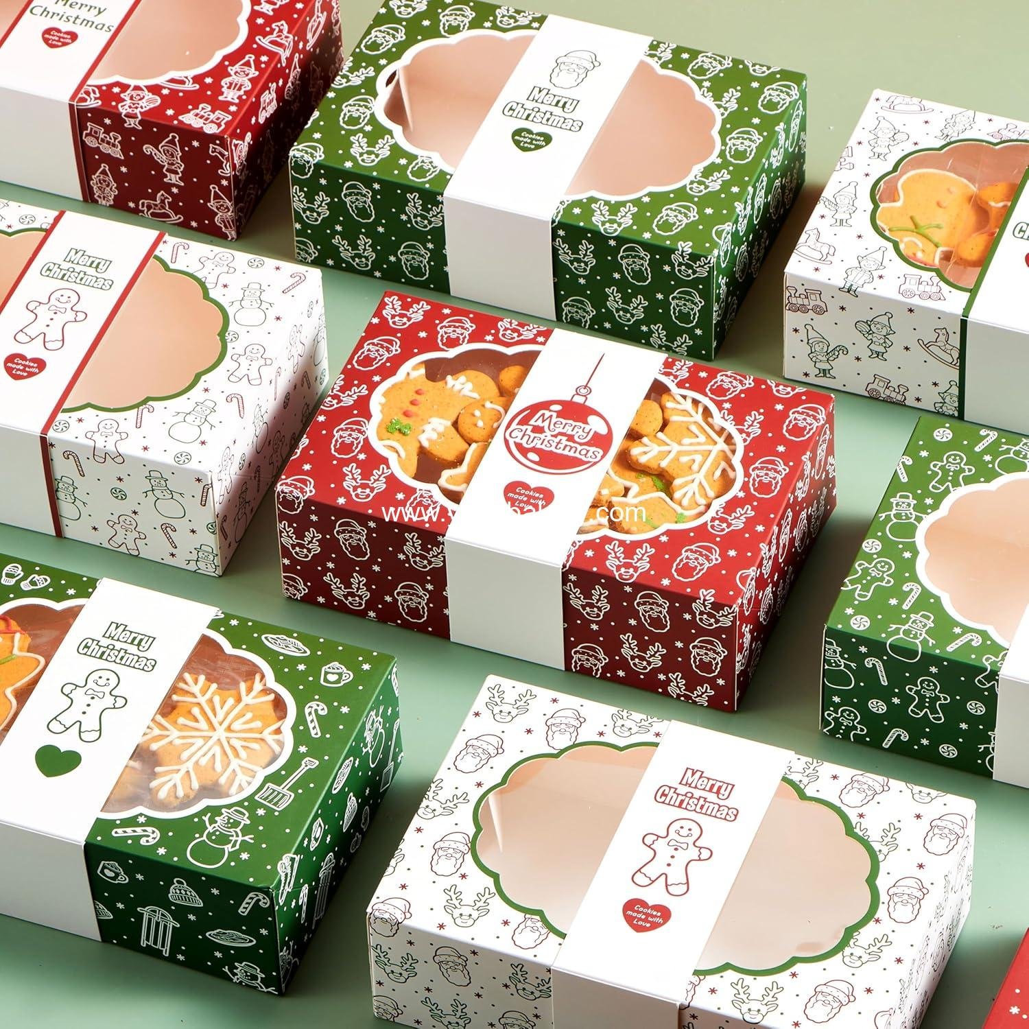 Wholesale 12PCS Christmas Cookie Boxes for Gift Giving, 8.5