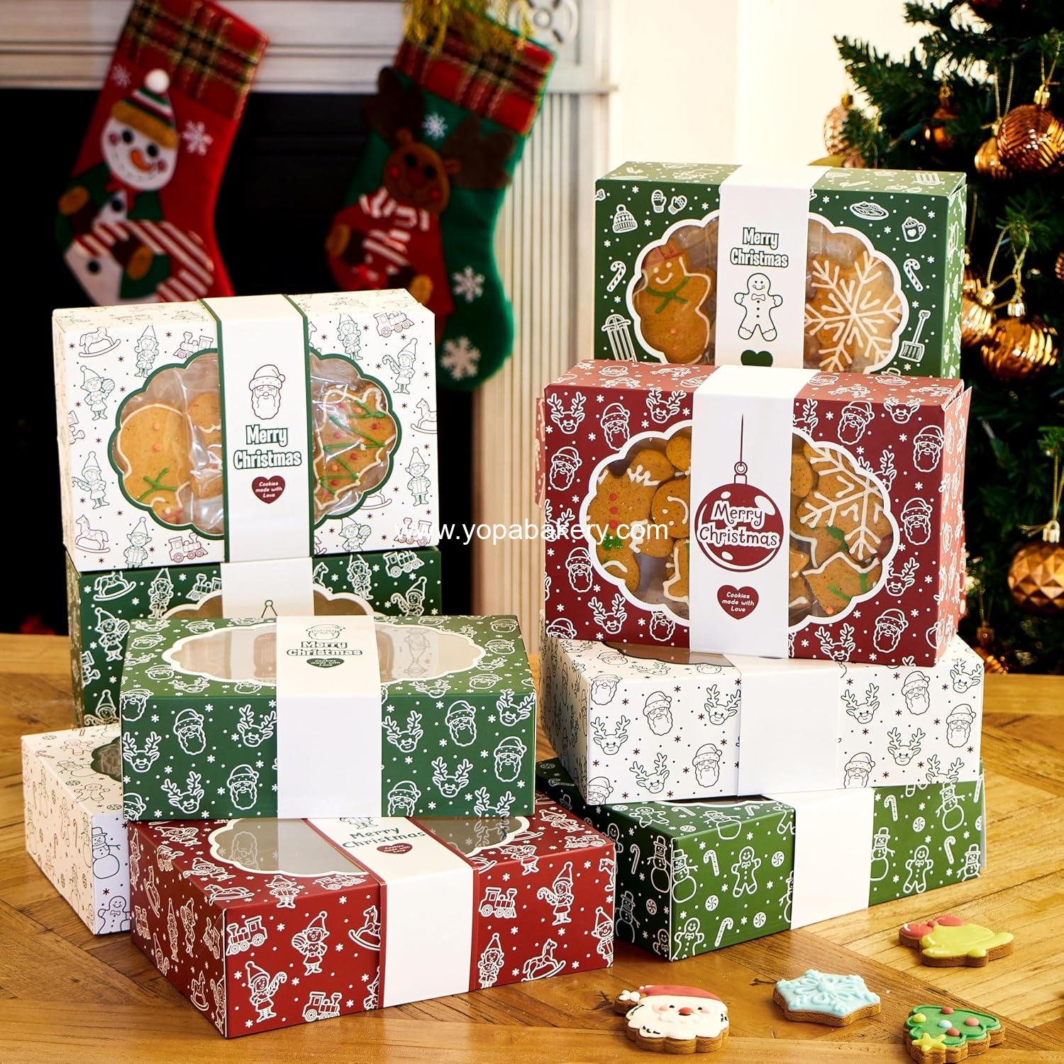 Wholesale 12PCS Christmas Cookie Boxes for Gift Giving, 8.5