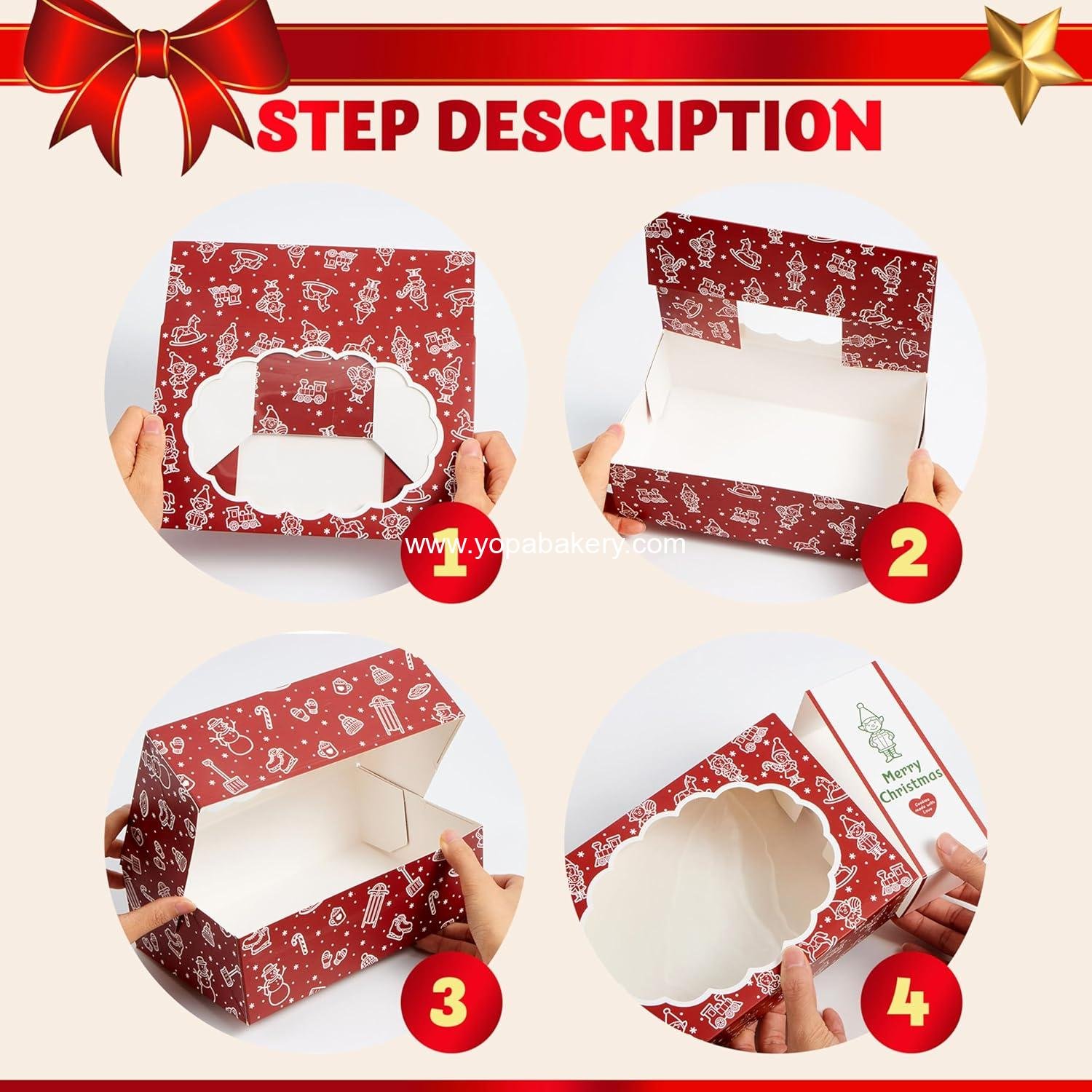 Wholesale 12PCS Christmas Cookie Boxes for Gift Giving, 8.5