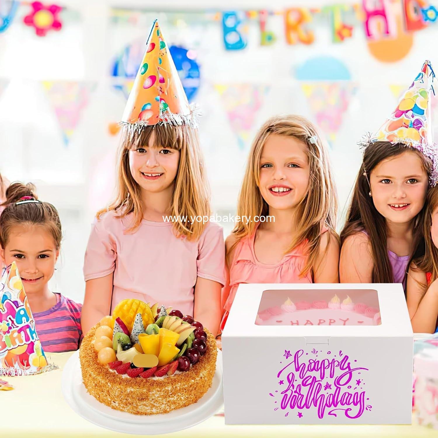 Wholesale 4 Pack Cake Boxes 10 Inch Disposable Transport Containers, White Bakery Boxes with Large Window for Cookies, Pies, Cupcakes, Pastries (10×10×5 Inches) - Factory