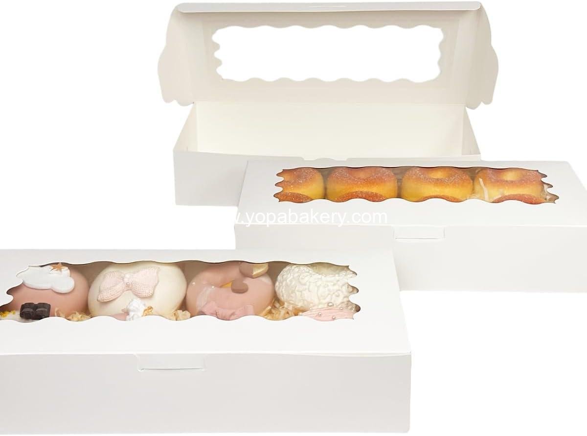 Wholesale 12x5.5x2.5 Inch White Cookie Box with Window - 15 Packs, Ideal for Pastry and Biscuit Bakery Packaging Factory