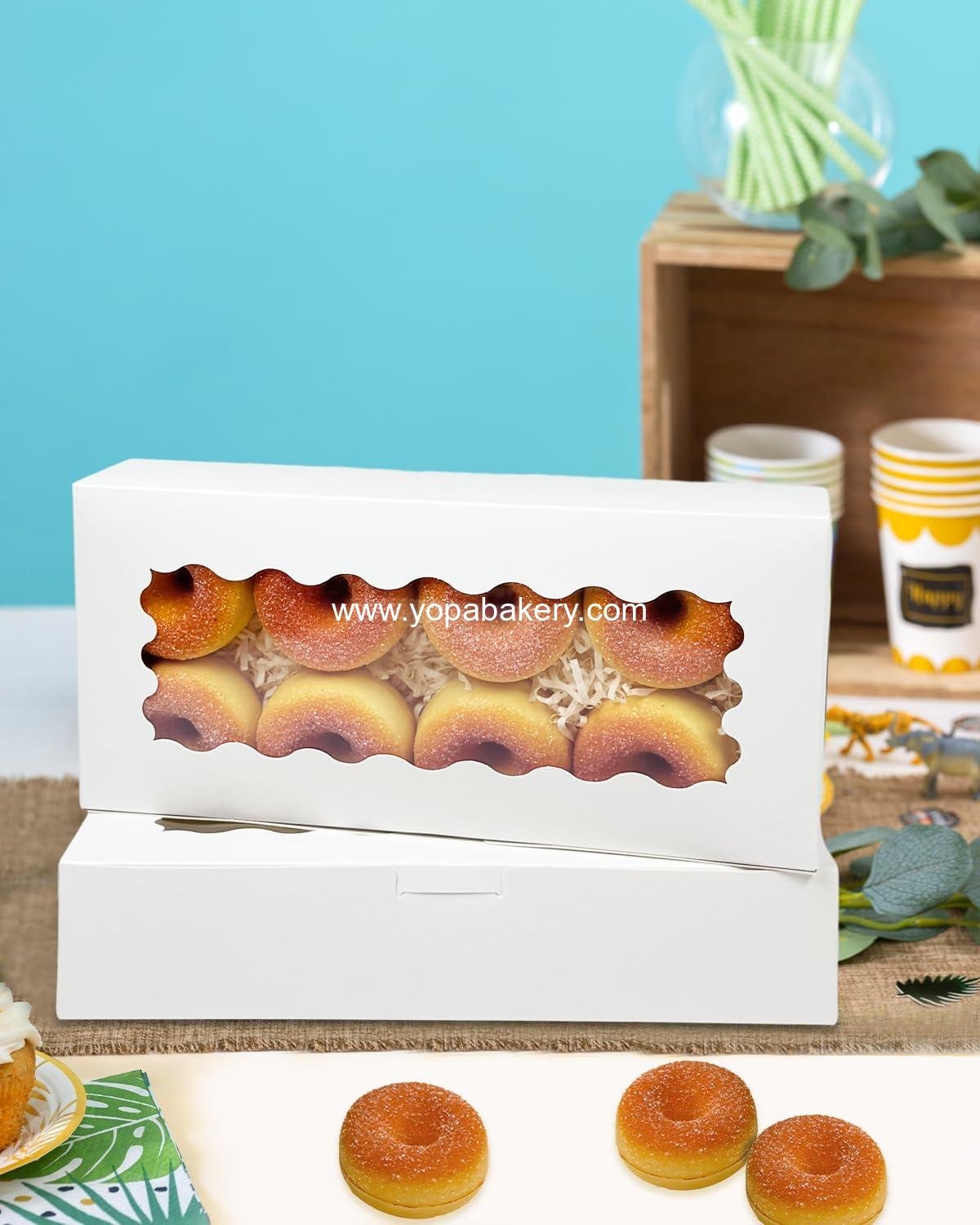 Wholesale 12x5.5x2.5 Inch White Cookie Box with Window - 15 Packs, Ideal for Pastry and Biscuit Bakery Packaging Factory