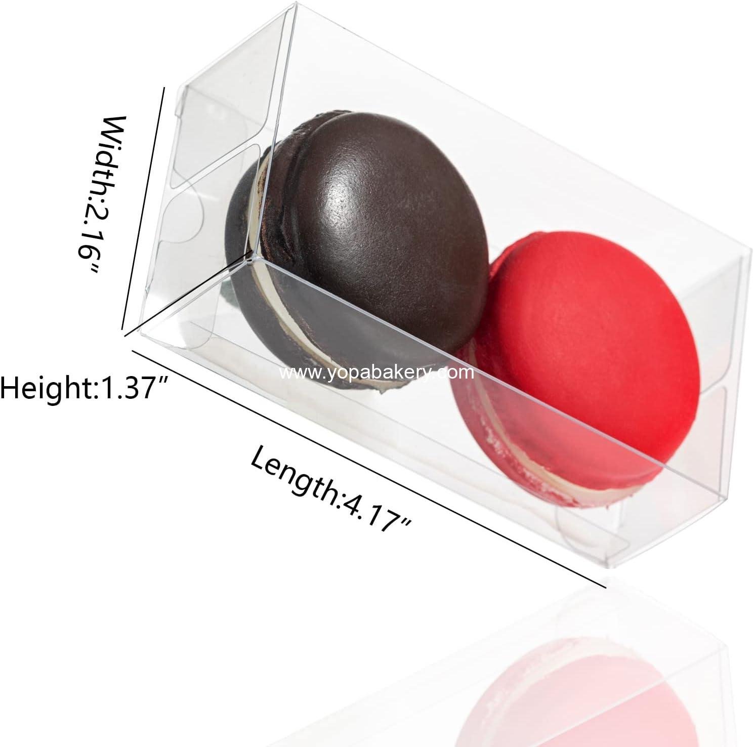Wholesale 100 Pack Clear Macaron Boxes for 2 Small Chocolate Covered Ore Boxes, 4.17 x 2.16 x 1.37 Inches, Ideal for Wedding, Bridal Shower, Baby Shower, Party Favors, Bakery Treats, Factory