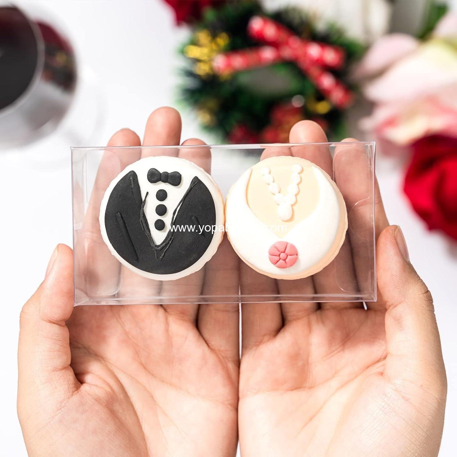 Wholesale 100 Pack Clear Macaron Boxes for 2 Small Chocolate Covered Ore Boxes, 4.17 x 2.16 x 1.37 Inches, Ideal for Wedding, Bridal Shower, Baby Shower, Party Favors, Bakery Treats, Factory