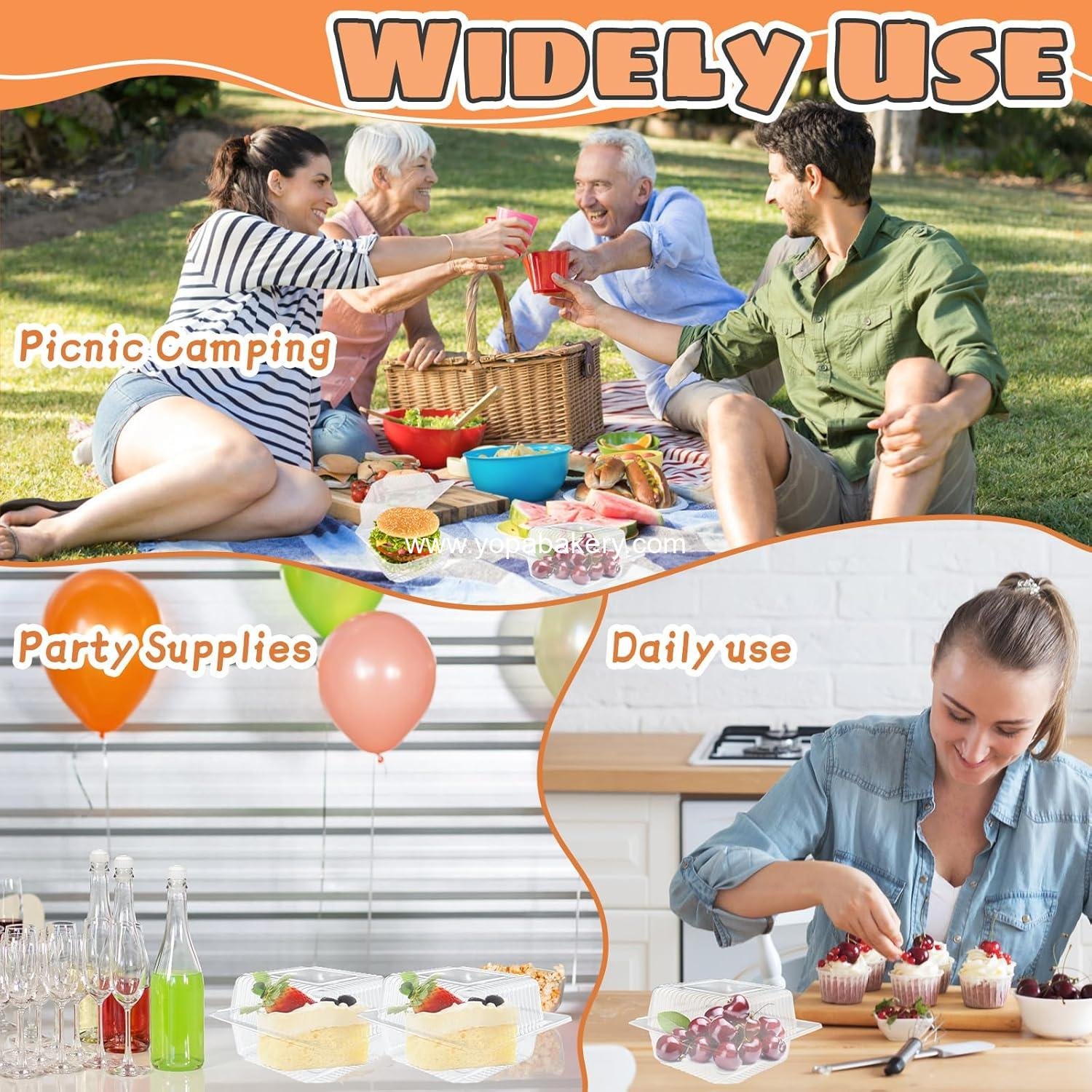 Wholesale Clear Plastic Take Out Containers - 50 Pcs Square Hinged Food Containers with Lids, Disposable Clamshells for Salad, Pasta, Hamburger (5.3 x 4.7 x 2.8 in) - Factory