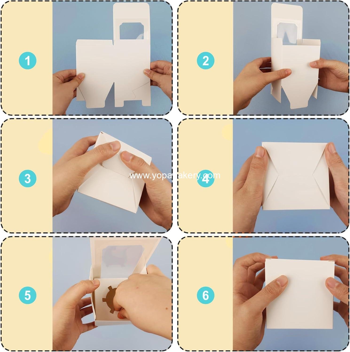 Wholesale 25 Pack Cupcake Boxes, White Paper Containers with Transparent Window and Built-in Dividers, Foldable 3.5 Wholesale 25 Pack Cupcake Boxes, White Paper Containers with Transparent Window and Built-in Dividers, Foldable 3.5
