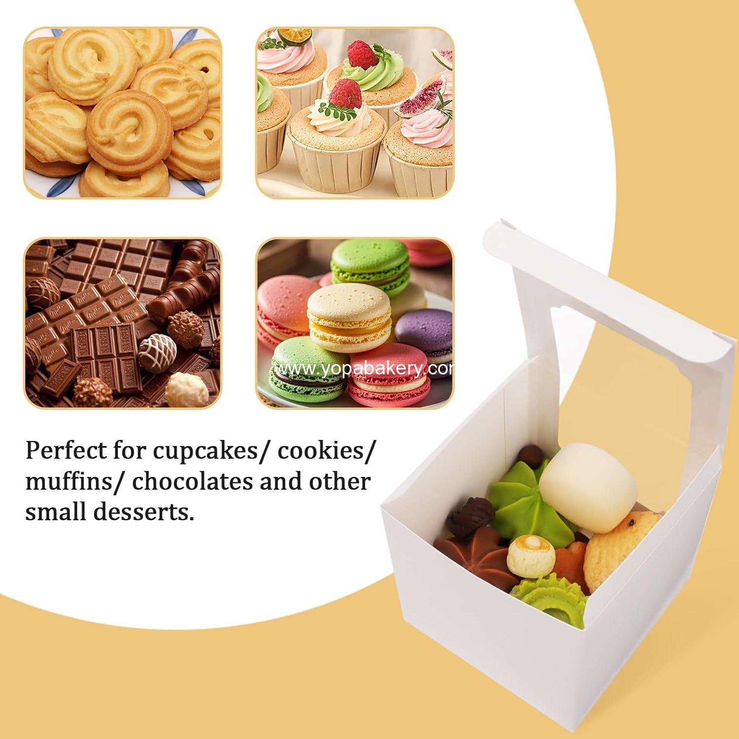 Wholesale 25 Pack Cupcake Boxes, White Paper Containers with Transparent Window and Built-in Dividers, Foldable 3.5 Wholesale 25 Pack Cupcake Boxes, White Paper Containers with Transparent Window and Built-in Dividers, Foldable 3.5