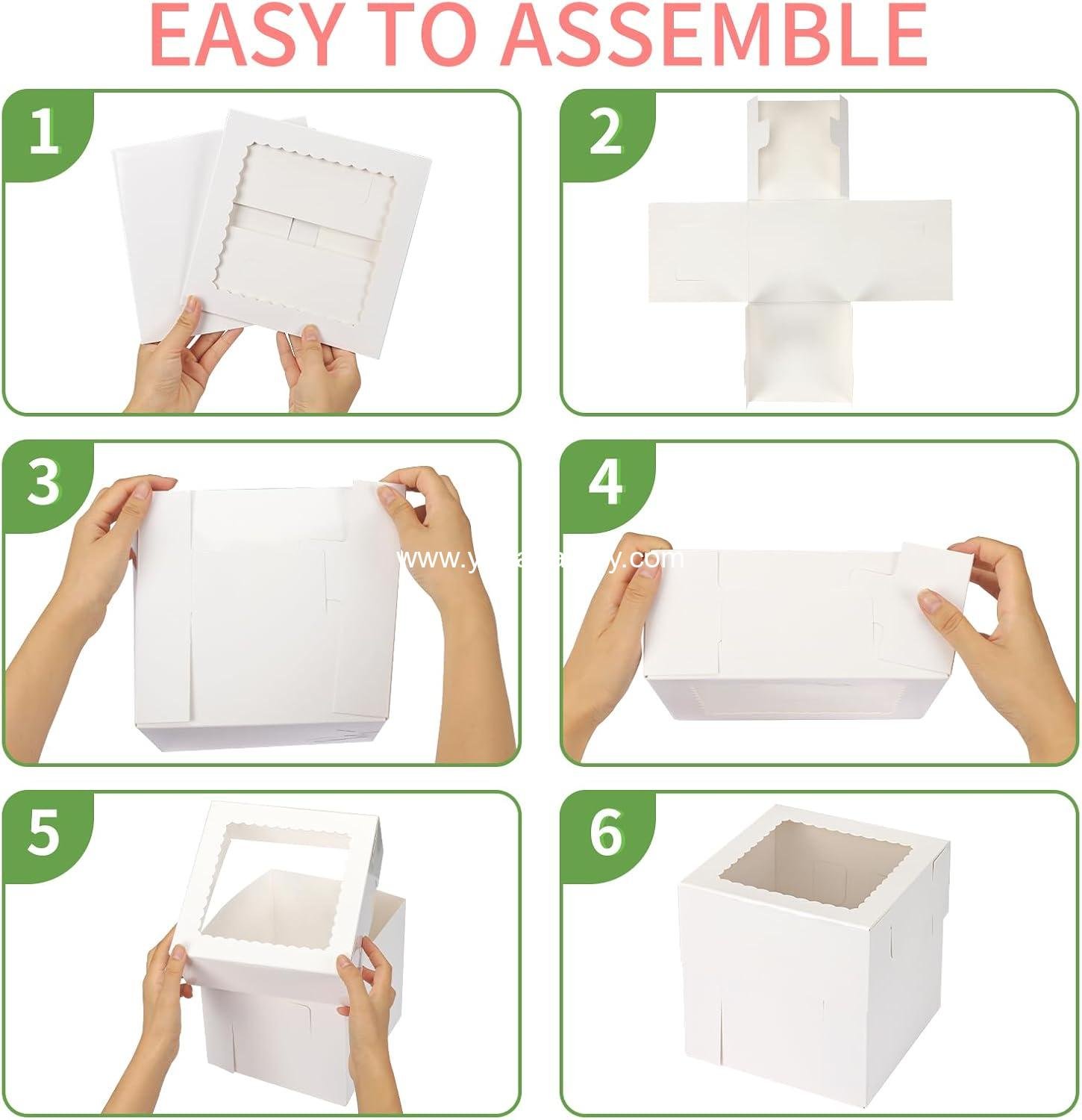 Wholesale Tall Cake Boxes with Window, 12 Pcs in 3 Sizes: 12x12x12, 10x10x10, 8x8x8 Inches, Disposable Bakery Carrier for Take Out, 2 or 3 Tier, Perfect for Valentine's Day and Mother's Day, Factory Wholesale Tall Cake Boxes with Window, 12 Pcs in 3 Sizes: 12x12x12, 10x10x10, 8x8x8 Inches, Disposable Bakery Carrier for Take Out, 2 or 3 Tier, Perfect for Valentine's Day and Mother's Day, Factory