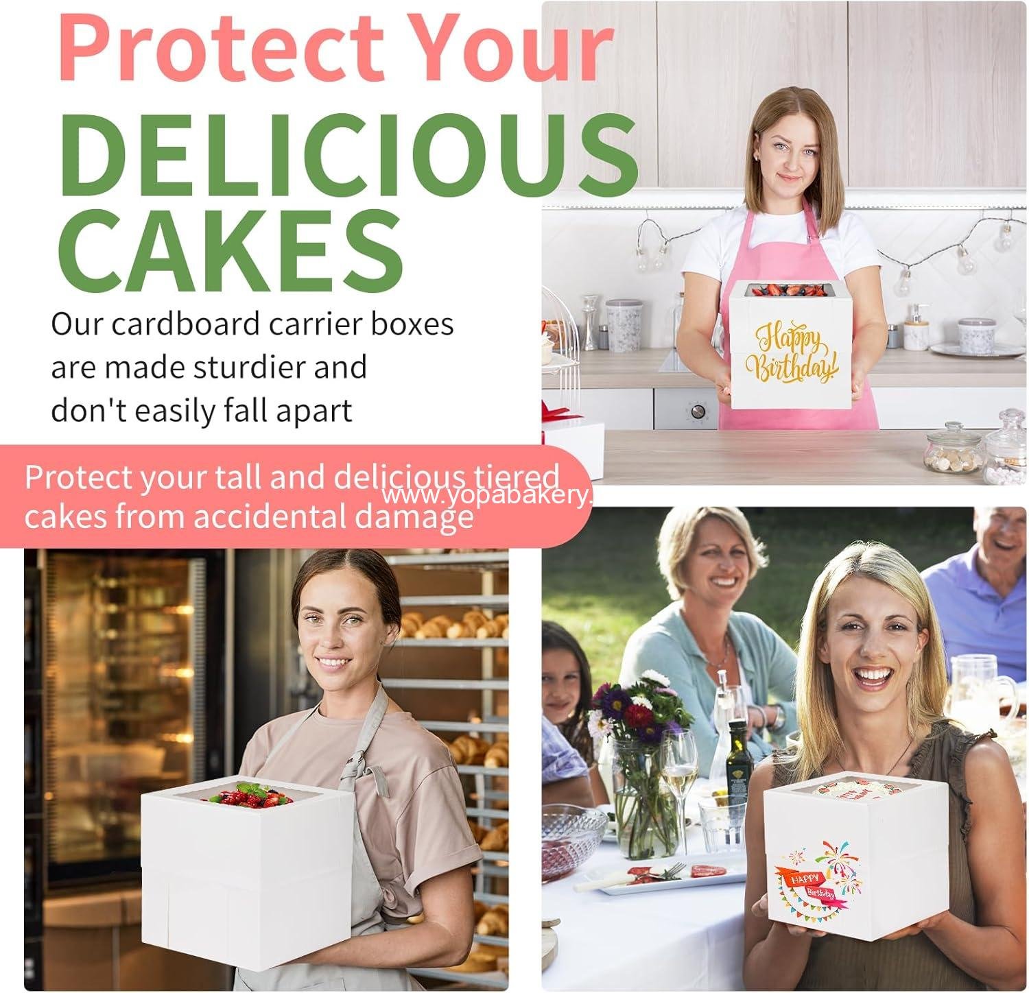 Wholesale Tall Cake Boxes with Window, 12 Pcs in 3 Sizes: 12x12x12, 10x10x10, 8x8x8 Inches, Disposable Bakery Carrier for Take Out, 2 or 3 Tier, Perfect for Valentine's Day and Mother's Day, Factory Wholesale Tall Cake Boxes with Window, 12 Pcs in 3 Sizes: 12x12x12, 10x10x10, 8x8x8 Inches, Disposable Bakery Carrier for Take Out, 2 or 3 Tier, Perfect for Valentine's Day and Mother's Day, Factory