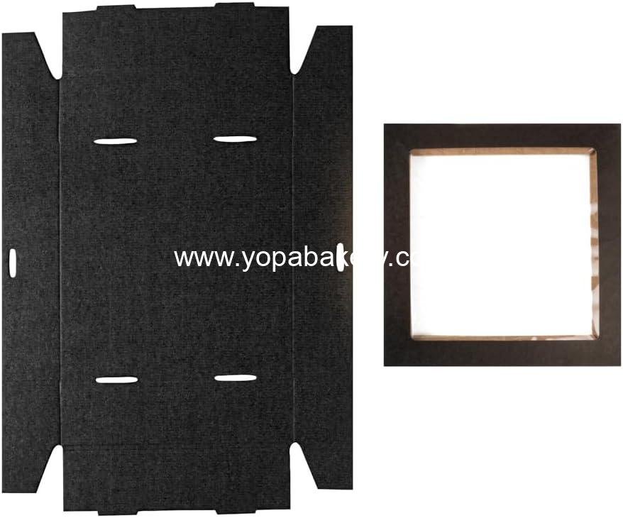 Wholesale 9 x 9 x 2.4 Inch Greaseproof Baked Goods Boxes - 10 Black Paper Pastry Boxes with Window Lids and Insert Tab Lock - Easy Assembly for Charcuterie or Cupcakes Factory
