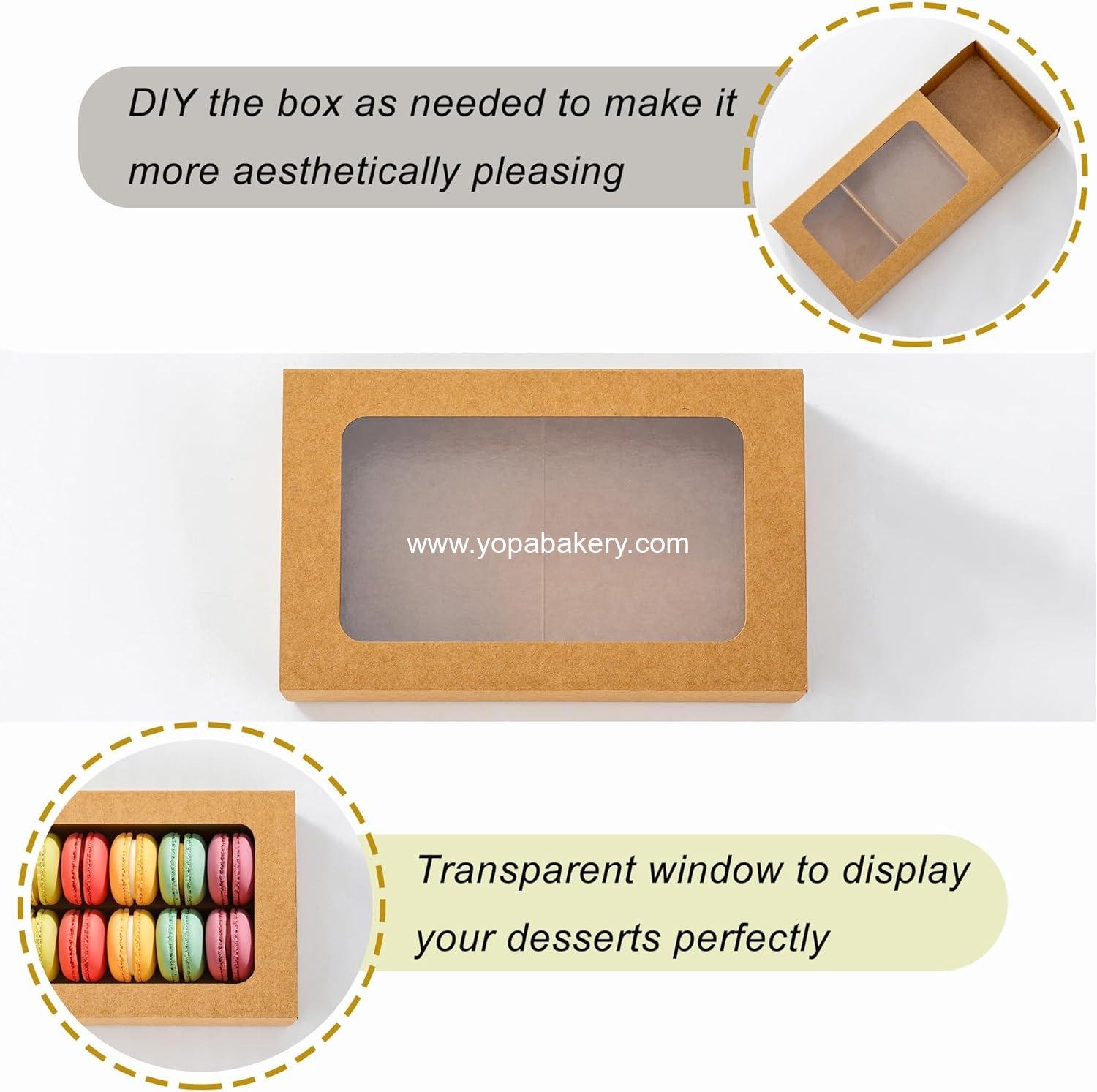 Wholesale 20PCS Macaron Boxes for 12, Chocolate Covered Strawberry Packaging with Window, Ideal for Desserts, Truffles, and Gifts (Brown) - Factory