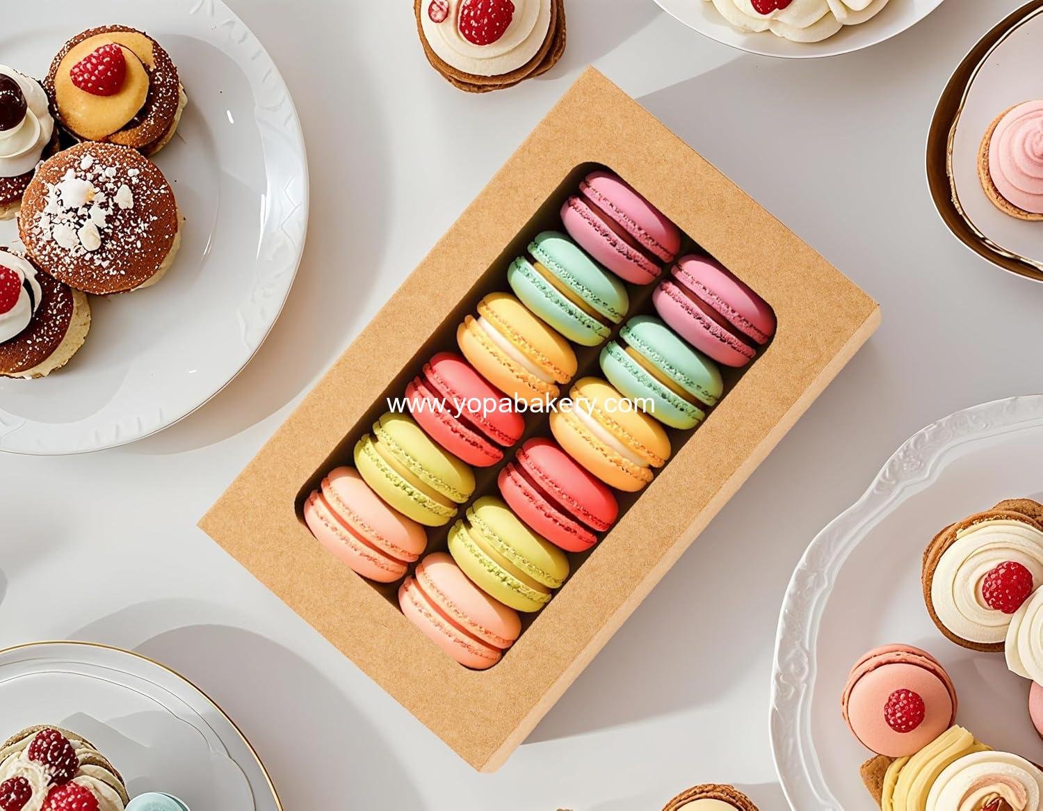 Wholesale 20PCS Macaron Boxes for 12, Chocolate Covered Strawberry Packaging with Window, Ideal for Desserts, Truffles, and Gifts (Brown) - Factory