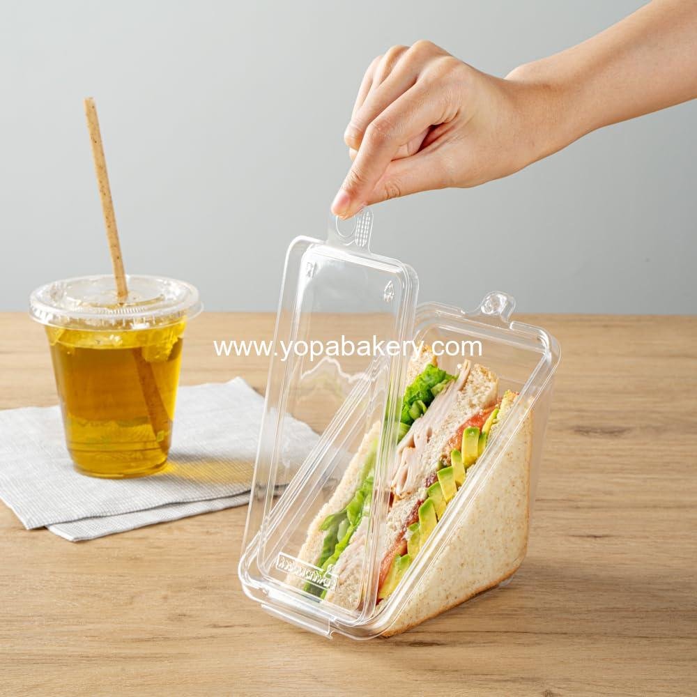 Wholesale Tamper-Evident Triangle Take Out Containers 7.4 x 3.9 x 3.5 Inches - 100 Durable Clear Plastic Sandwich To-Go Containers with Hinged Lids, Freezable Factory